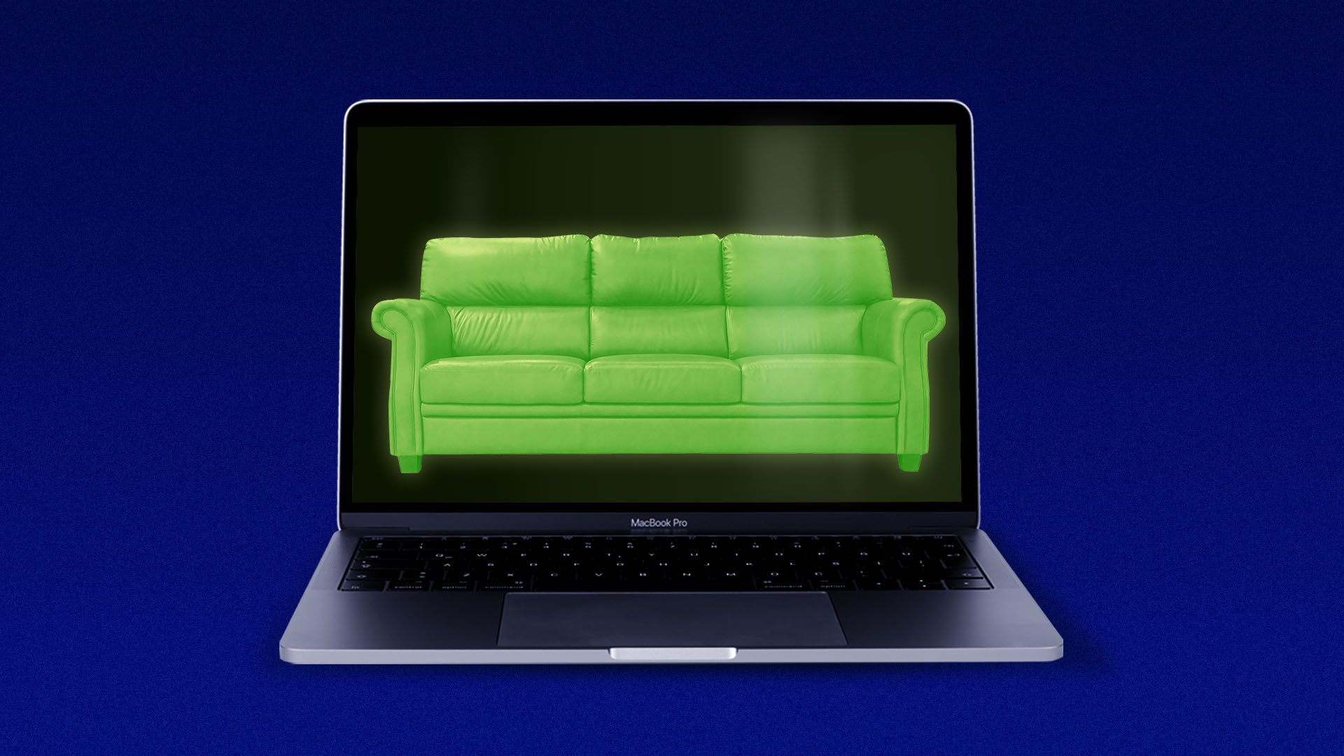 Illustration of a laptop with a couch on the screen