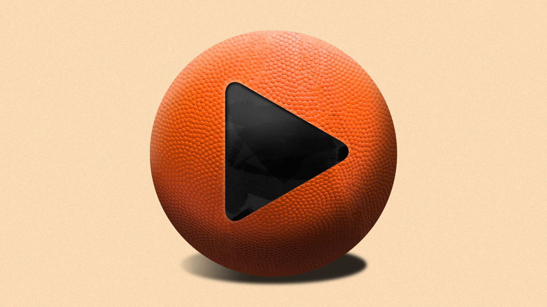 Illustration of a basketball with a play button on it