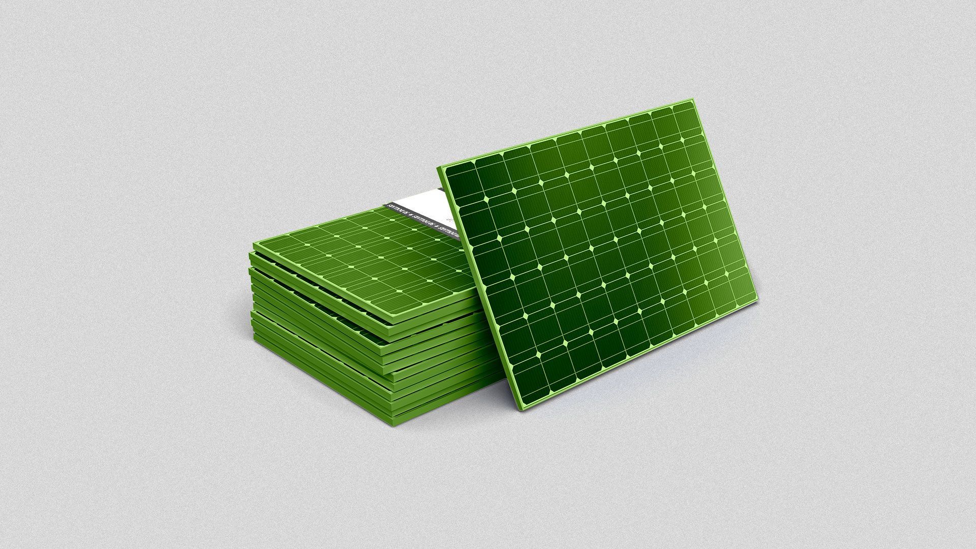Illustration of a stack of solar panels with a currency band 