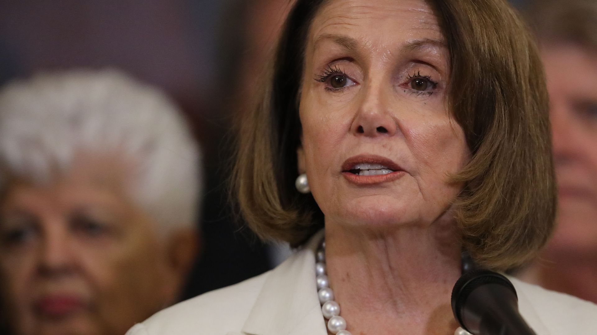 House Minority Leader Nancy Pelosi speaks on Capitol Hill
