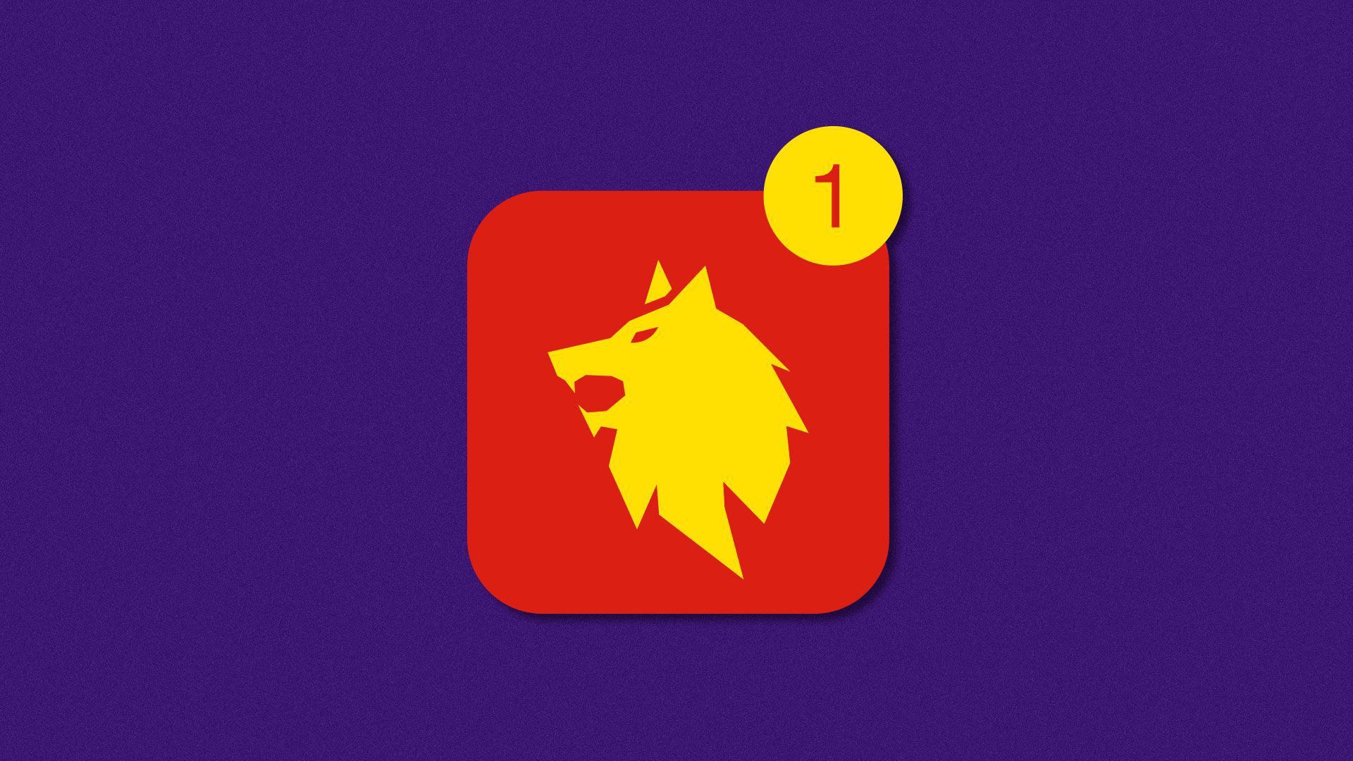 Illustration of Twitter icon with bird replaced with wolf.