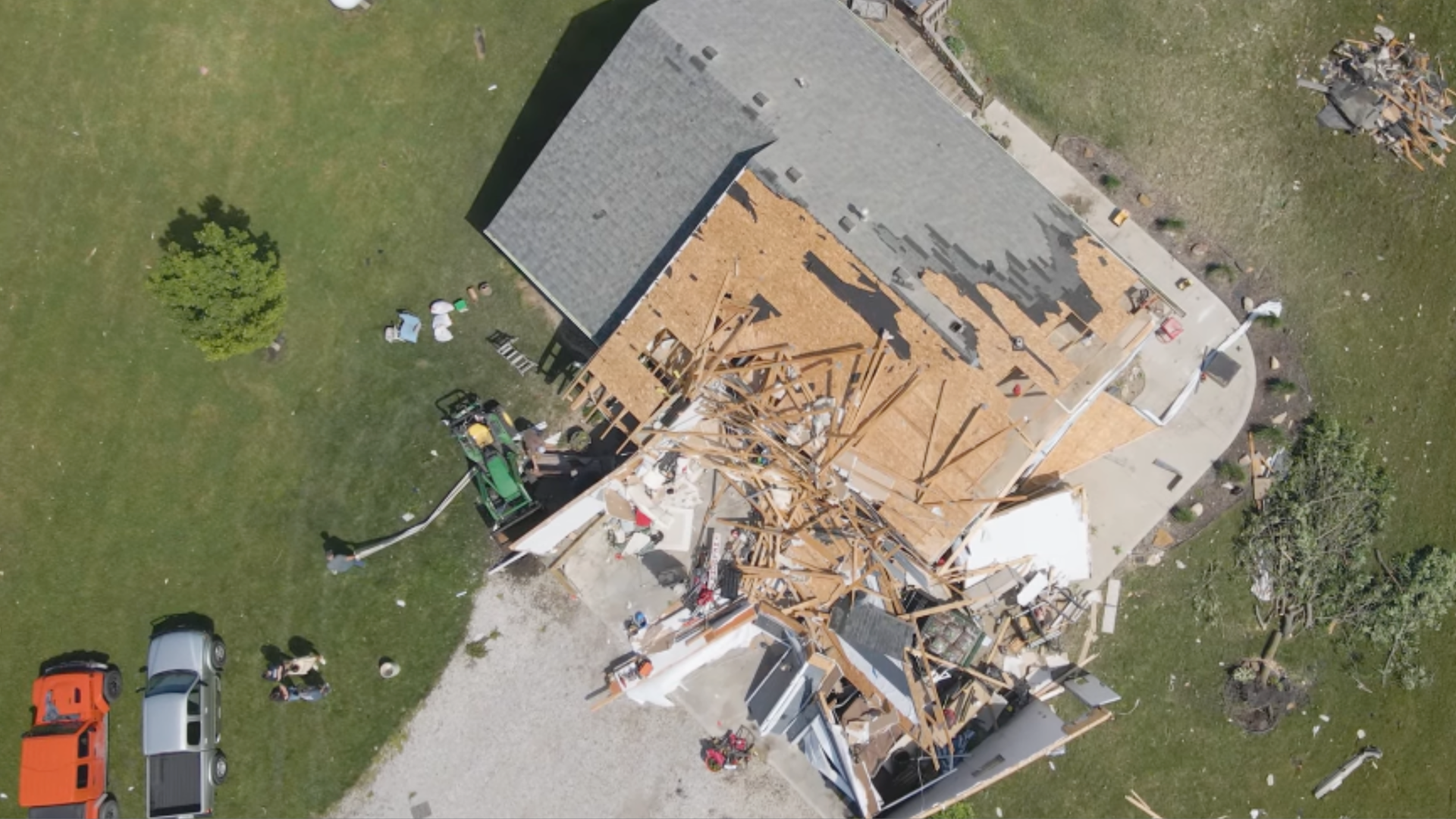 A photo of tornado damage.