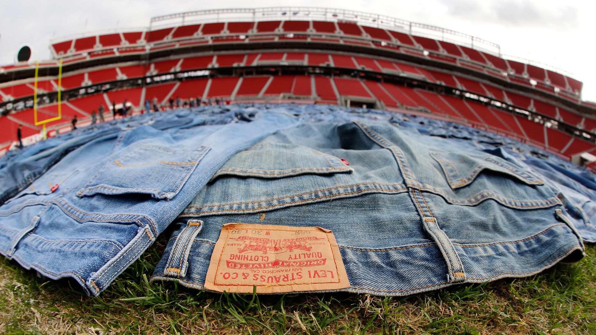 Levi Jeans on a football field