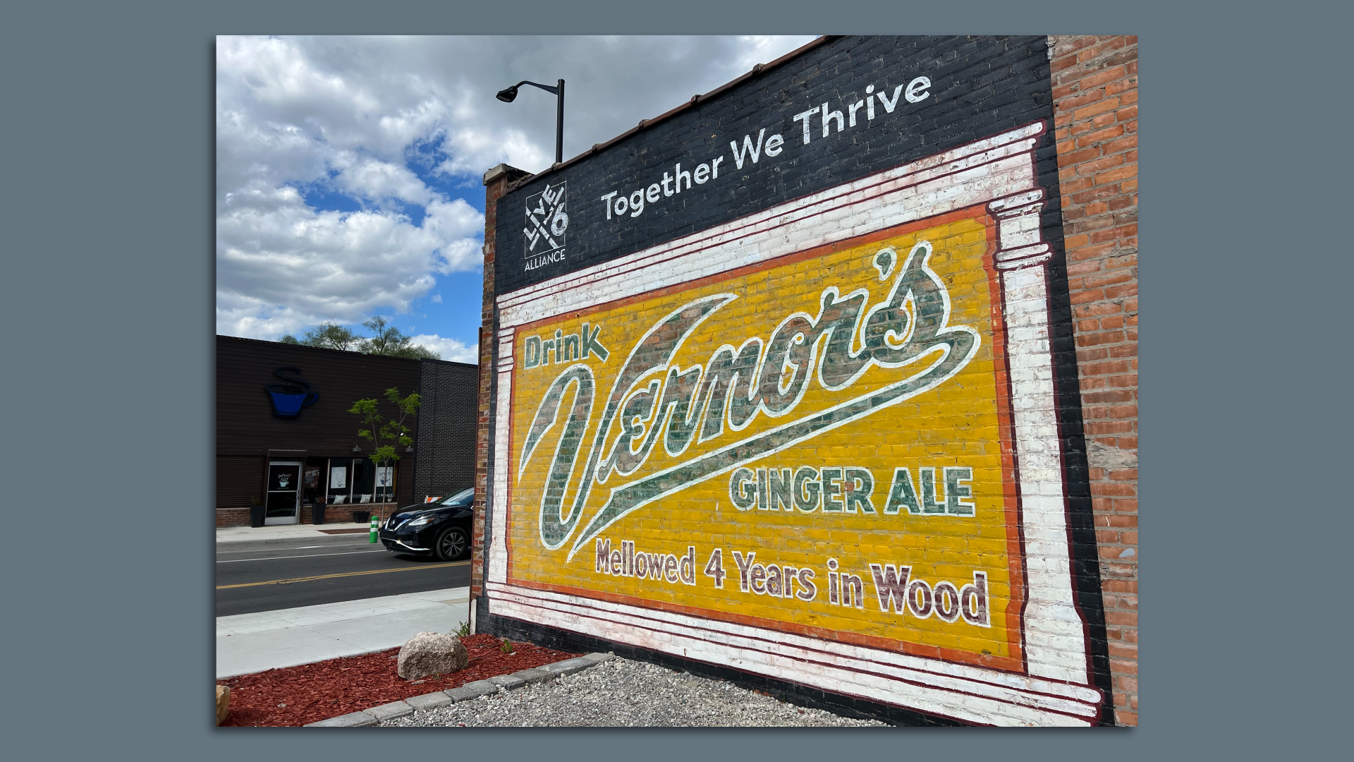 Vernor ginger ale mural on 6 Mile in Detroit