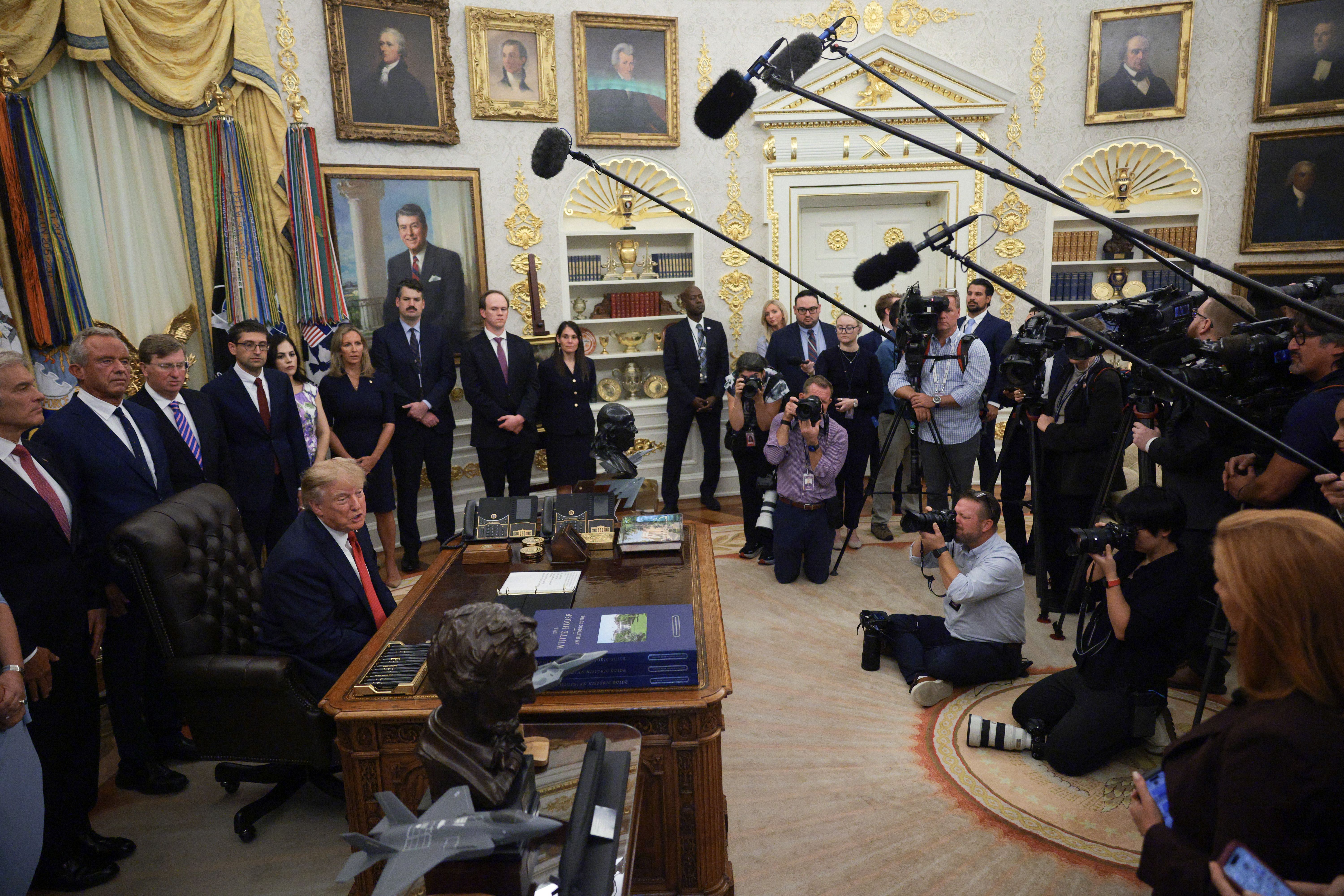 President Trump speaks to reporters in the Oval Office on Sept. 18. Photo: Chip Somodevilla/Getty Images