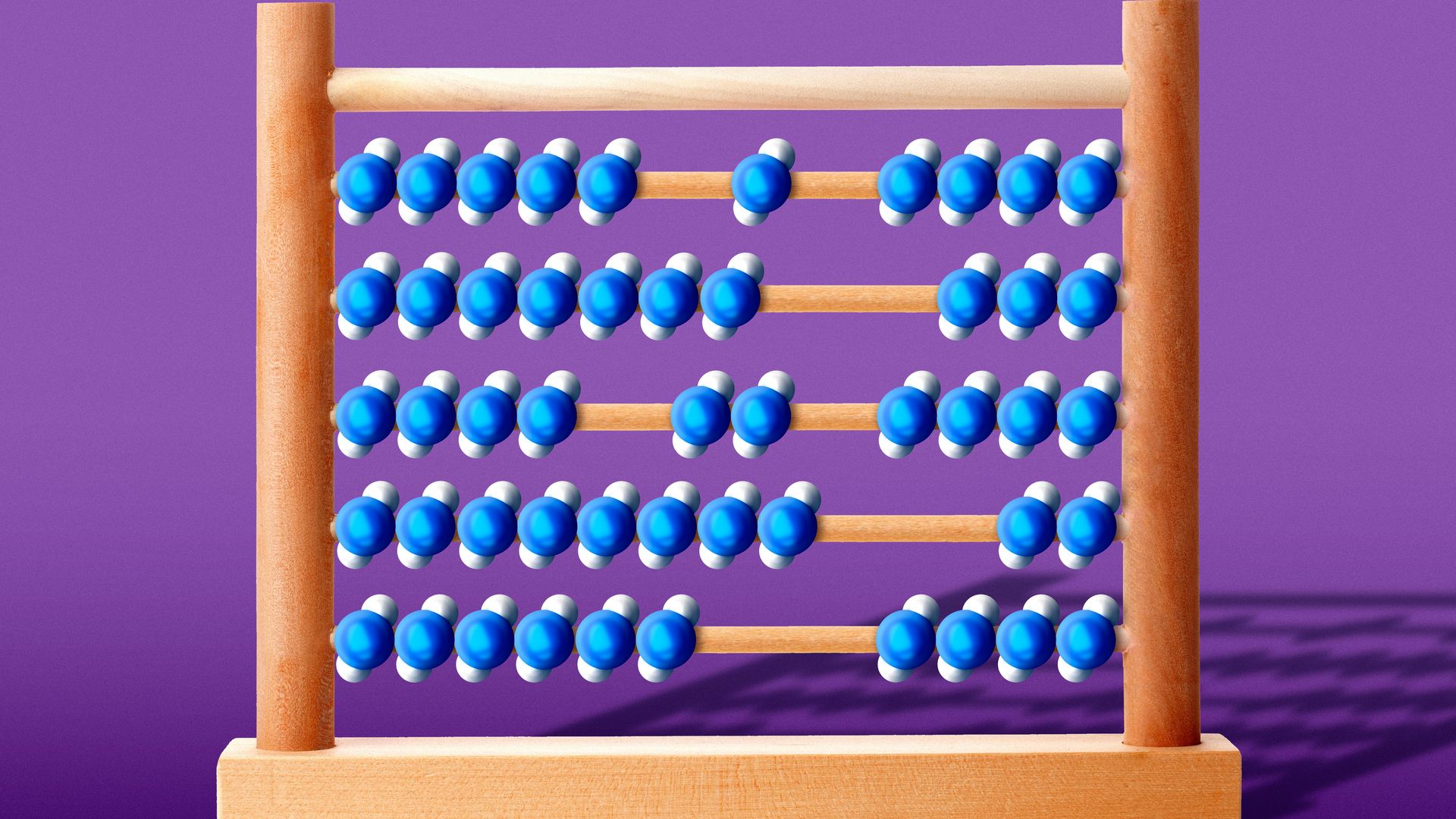 Illustration of an abacus with beads made from CO2 molecules.