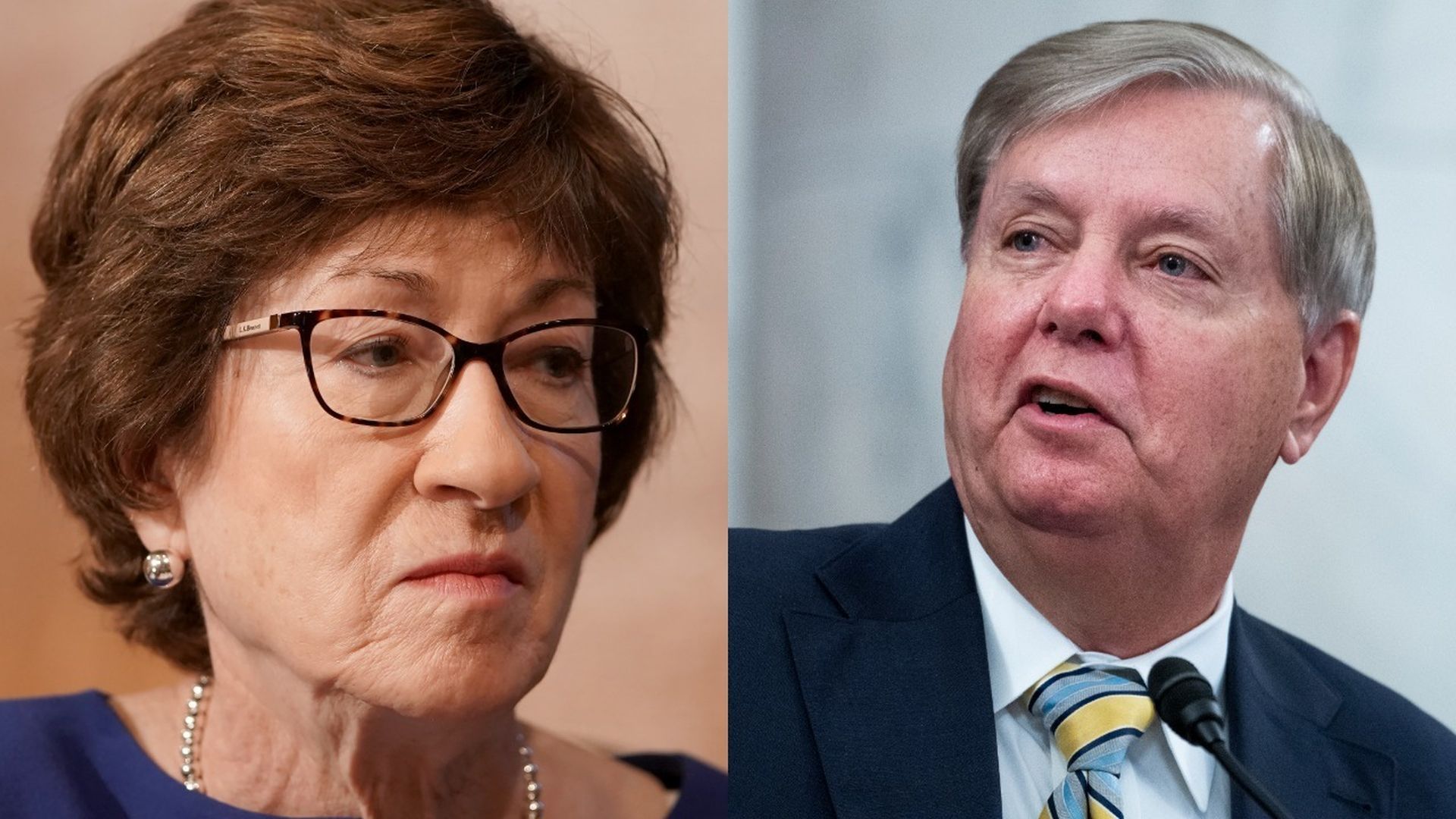A split screen of Graham and Collins