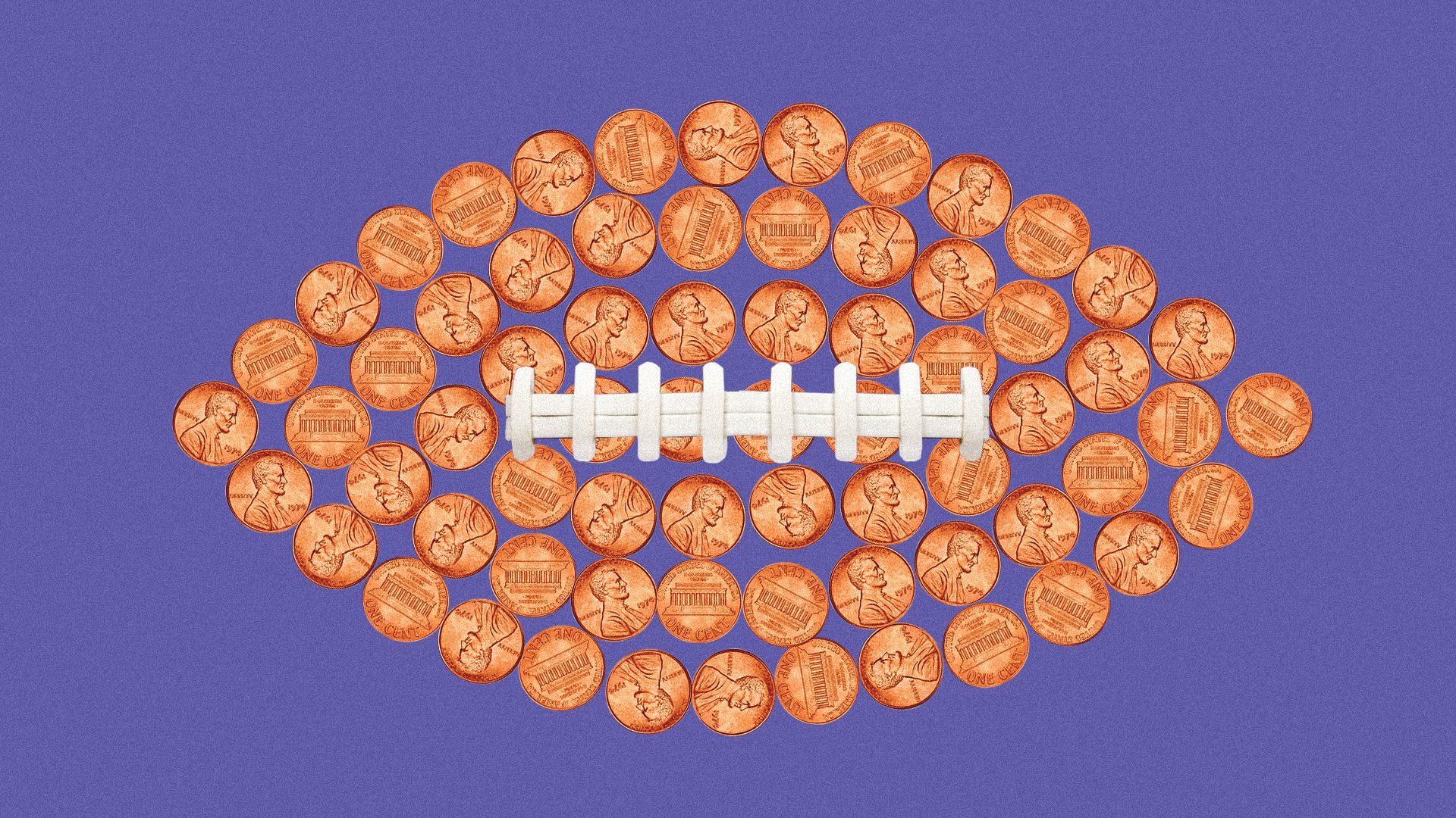 Illustration of a football made out of pennies