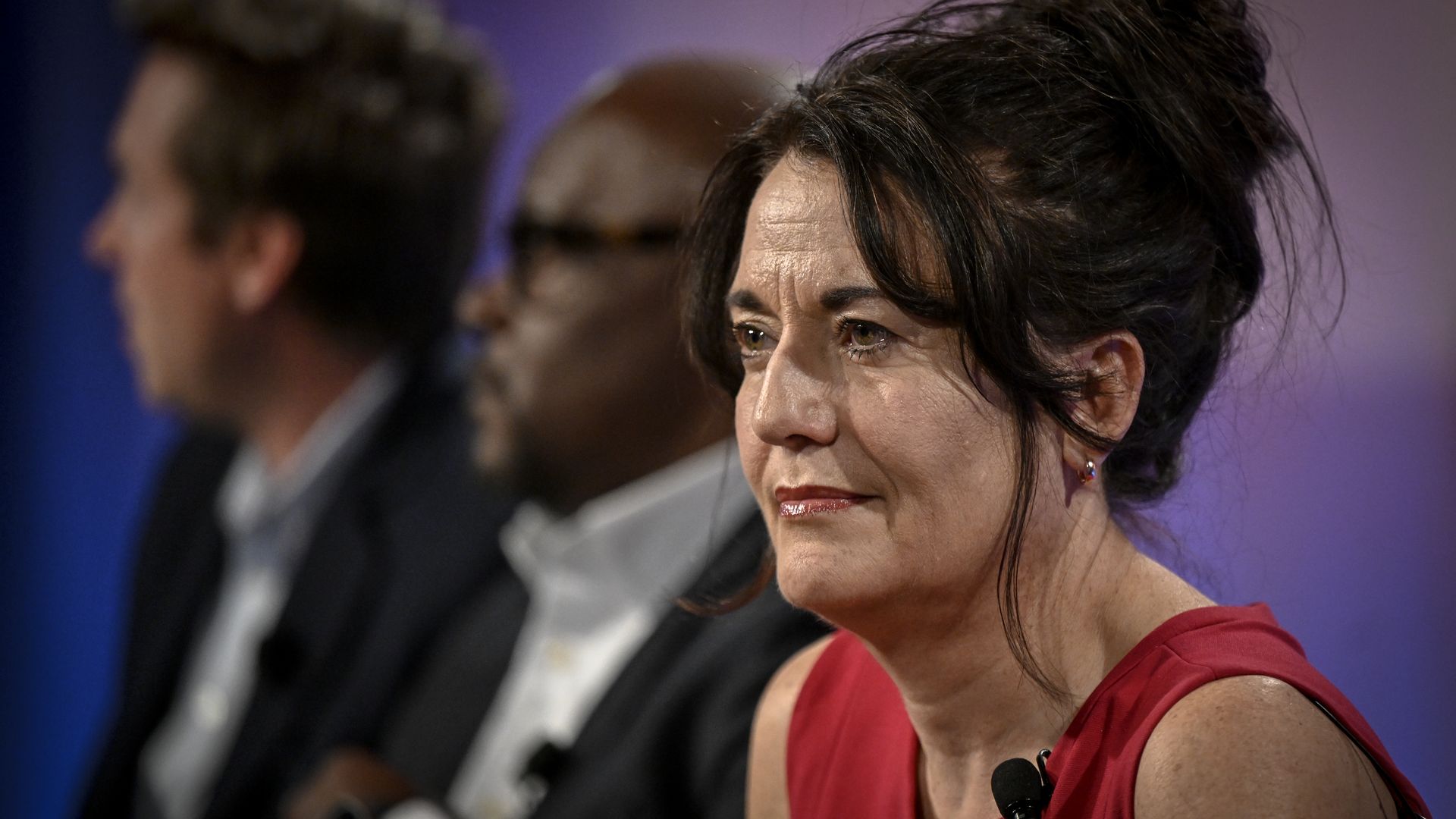 Kelly Brough listens during a Denver mayoral debate March 14. Photo: AAron Ontiveroz/Denver Post via Getty Images