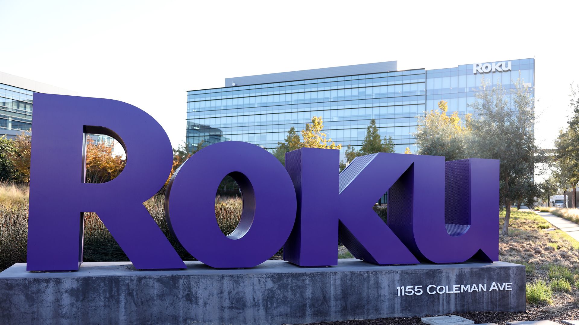 Roku's company logo is seen in front of Roku headquarters on November 18, 2022 in San Jose, California. Roku announced plans to lay off 200 employees in the United States, or nearly 7 percent of its workforce. (Photo by Justin Sullivan/Getty Images
