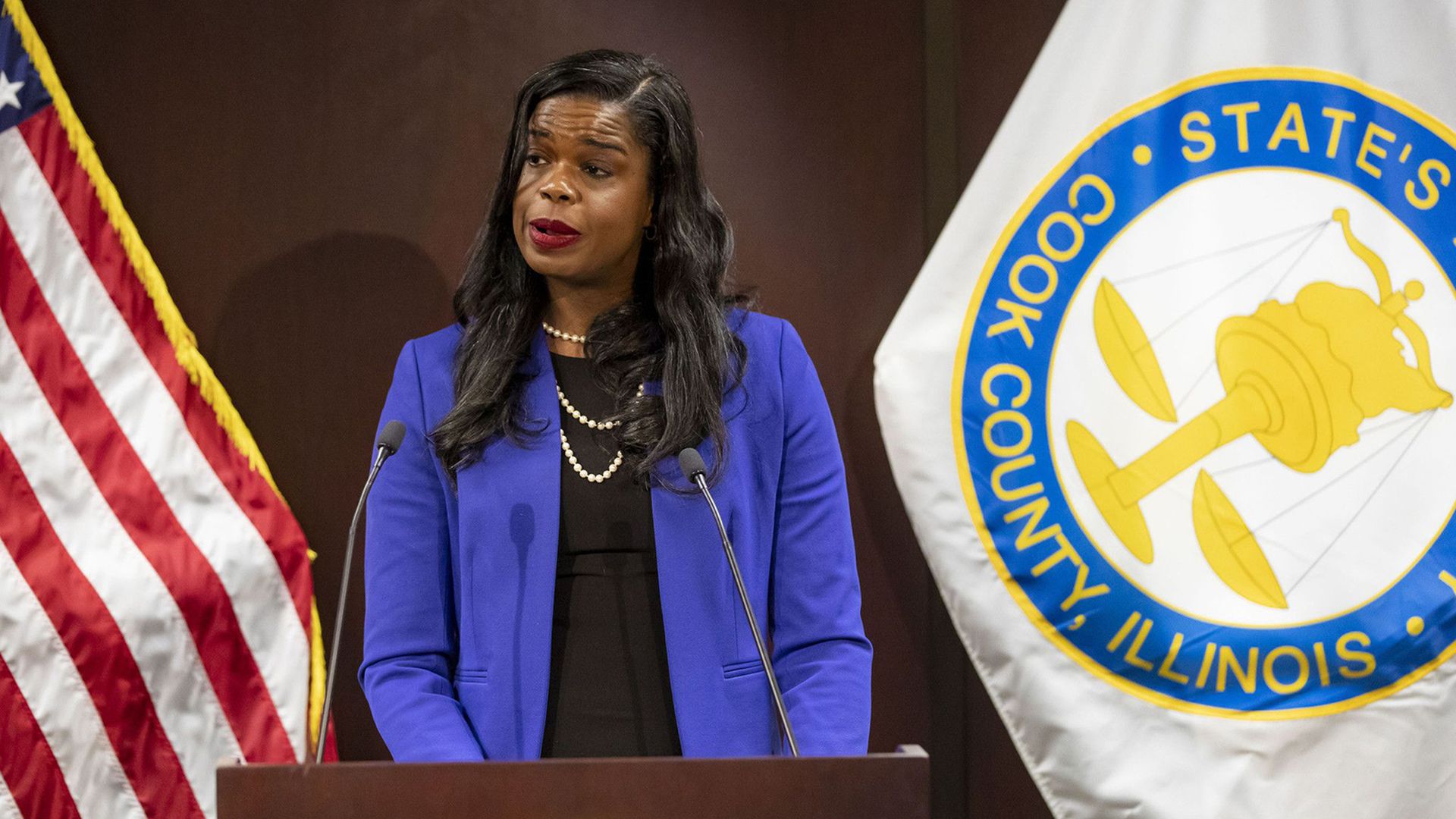 Attorney Kim Foxx holds a news conference