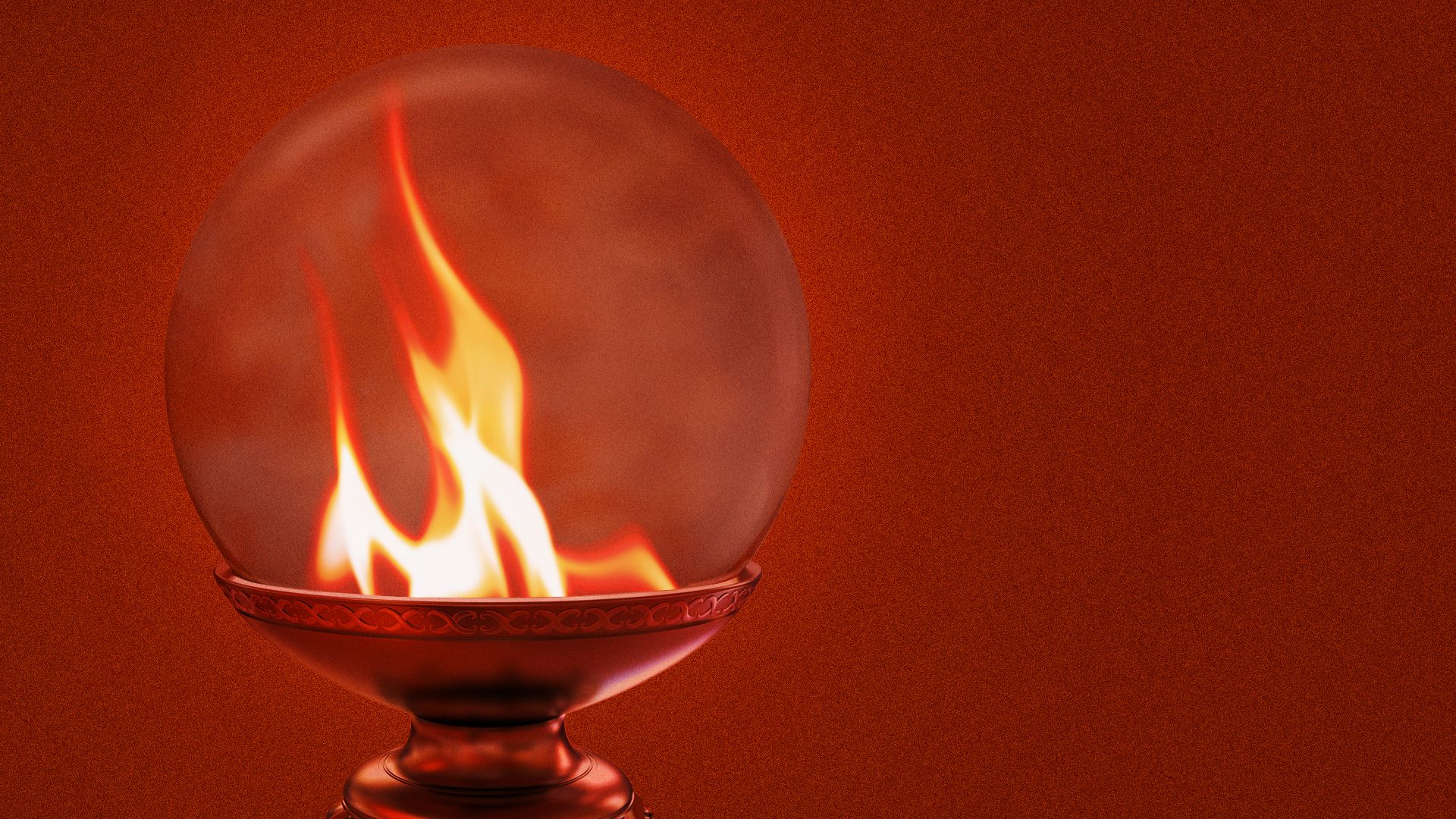an illustration of a crystal ball filled with fire