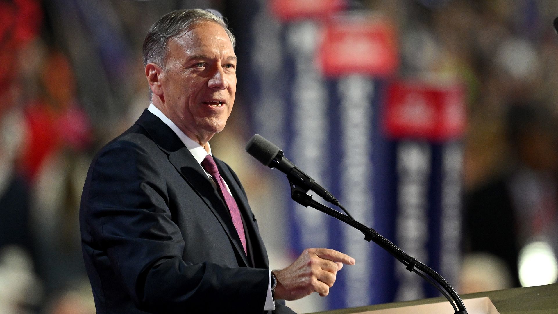 MILWAUKEE, WISCONSIN - JULY 18: Former U.S. Secretary of State Mike Pompeo speaks on stage on the fourth day of the Republican National Convention at the Fiserv Forum on July 18, 2024 in Milwaukee, Wisconsin. Delegates, politicians, and the Republican faithful are in Milwaukee for the annual convent