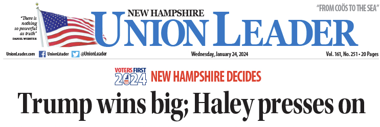 The cover of the New Hampshire Union Leader