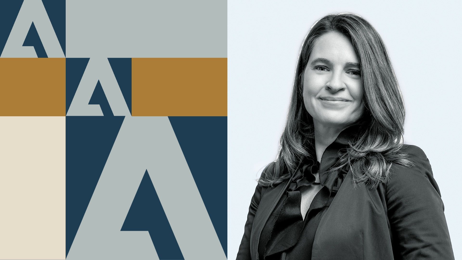 Photo illustration of Stacy Martinet surrounded by Adobe logos and abstract shapes.