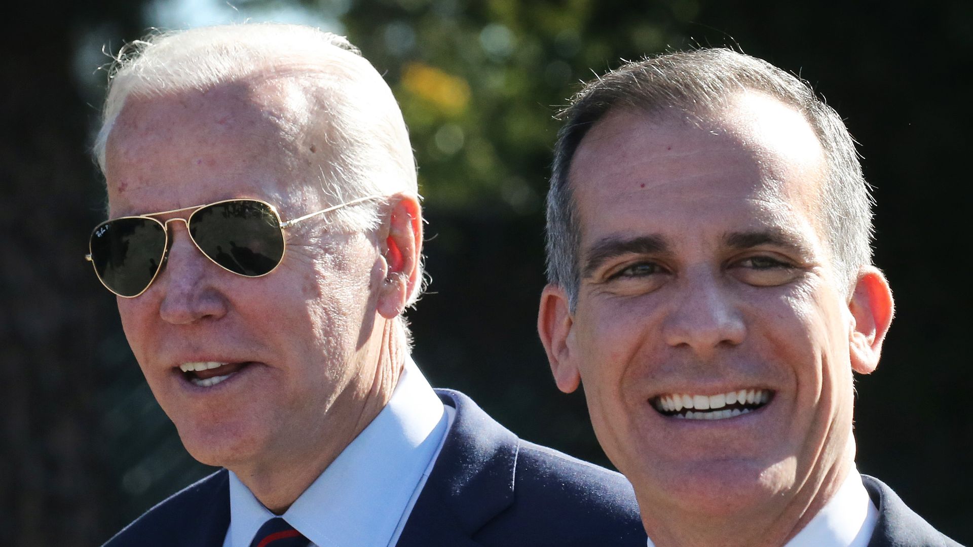 President Biden with Los Angeles Mayor Eric Garcetti in the city at in January 2020.