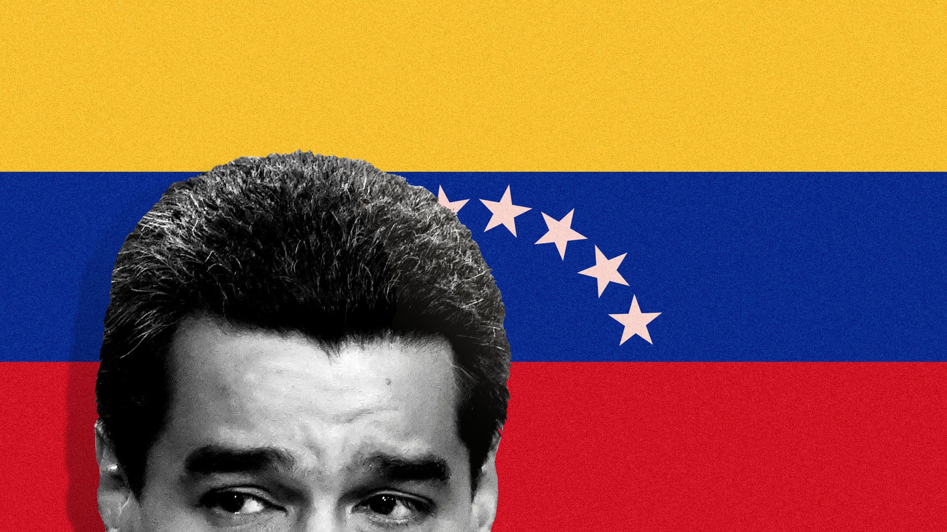 Illustration of President Venezuelan President Nicolas Maduro over Venezuelan flag