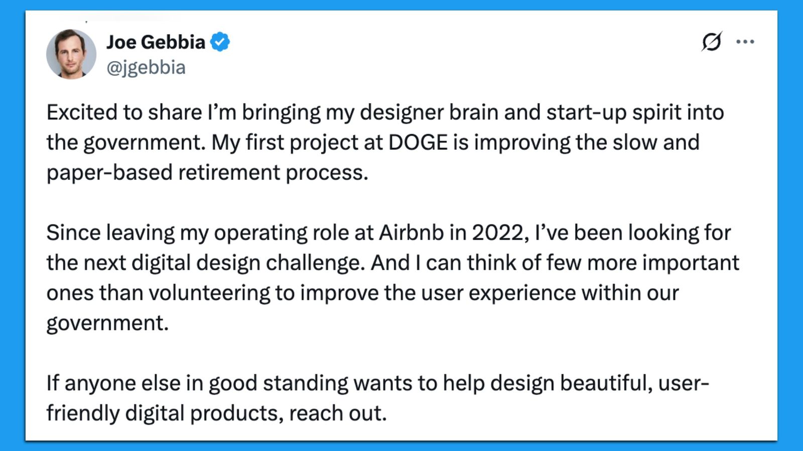 USA's chief design officer Joe Gebbia vows to simplify federal web