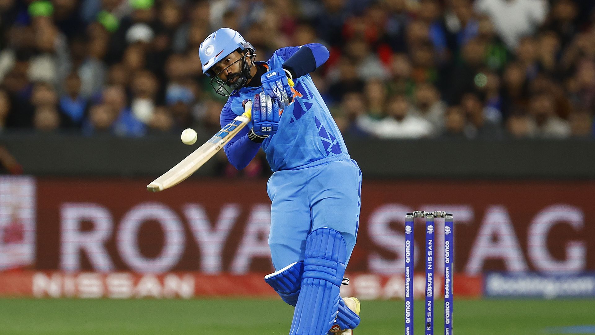 Dinesh Karthik of India at bat in a cricket match.