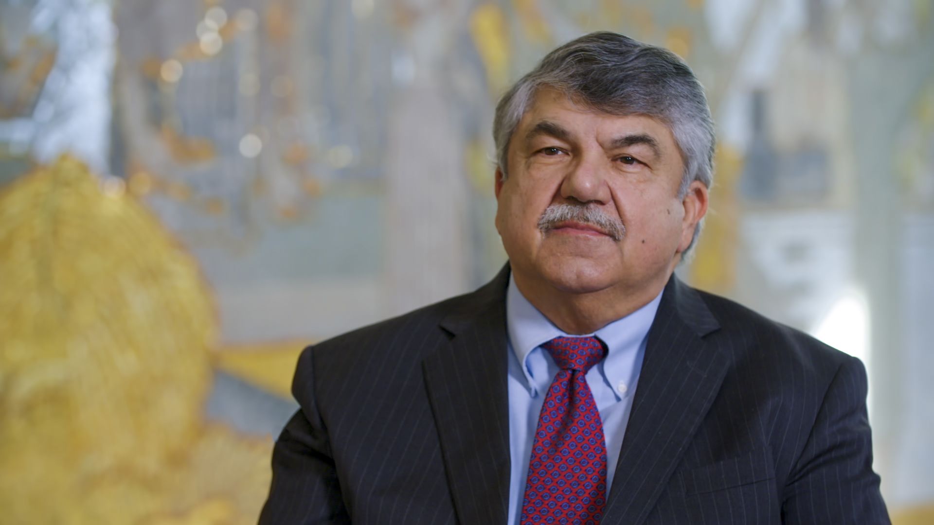 AFL-CIO President Richard Trumka is seen during an interview for 