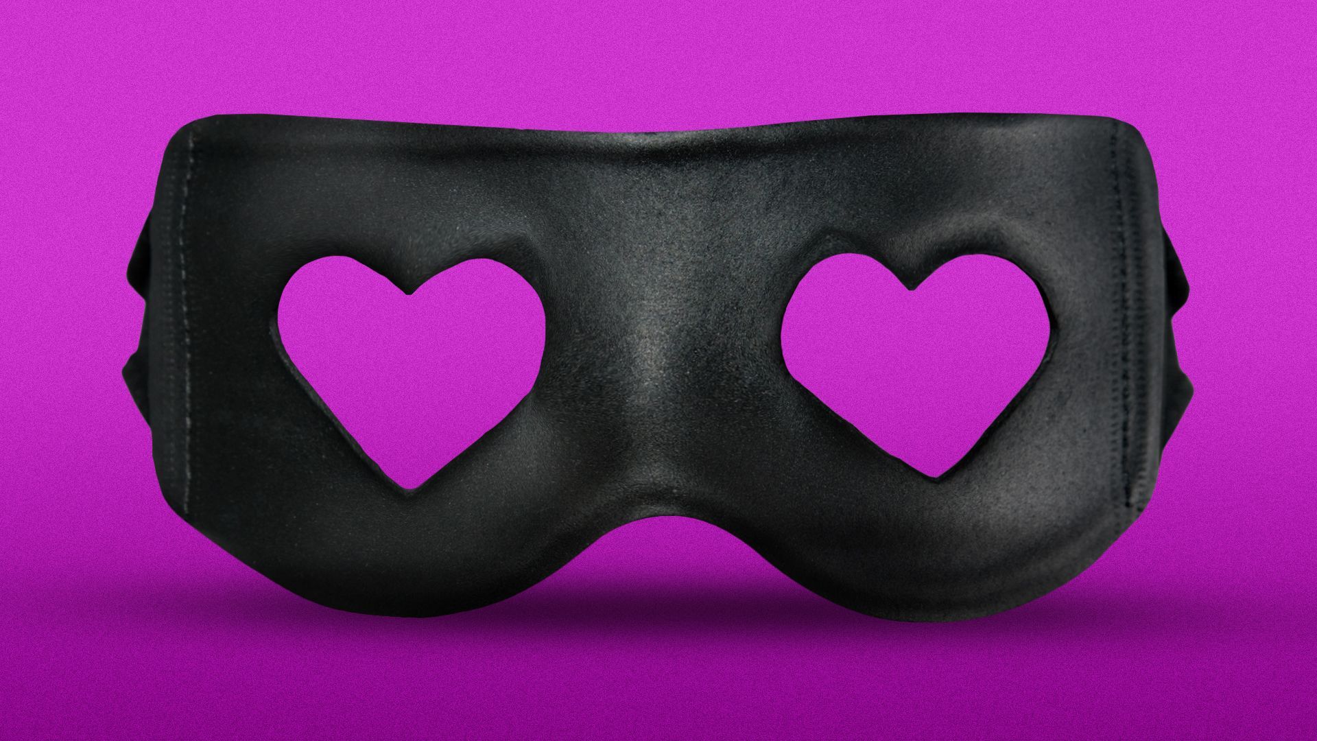 Illustration of a robber's mask with heart-shaped holes for the eyes