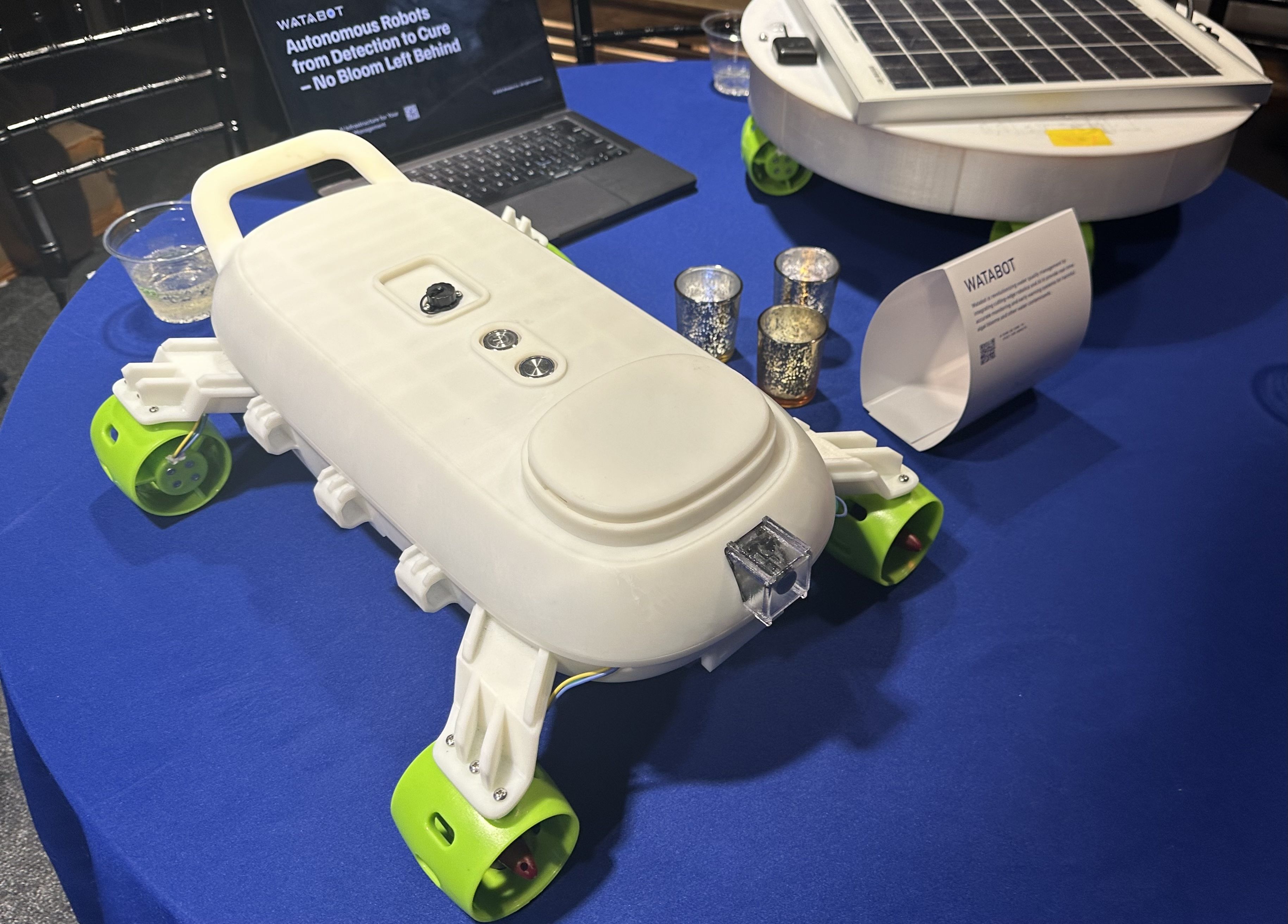 A replica of an autonomous robot that uses a sensor and AI to detect early signs of an algae bloom.
