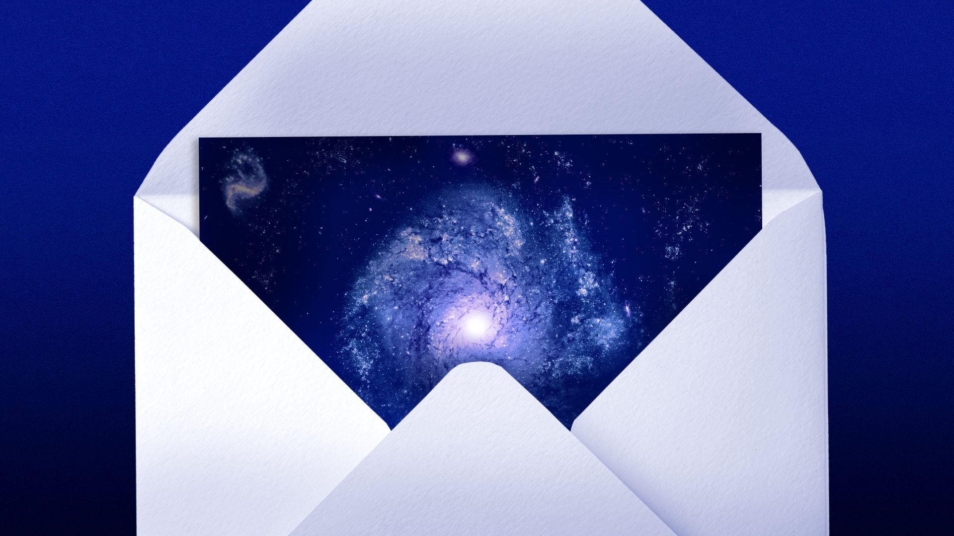 Illustration of a picture of space inside an envelope.