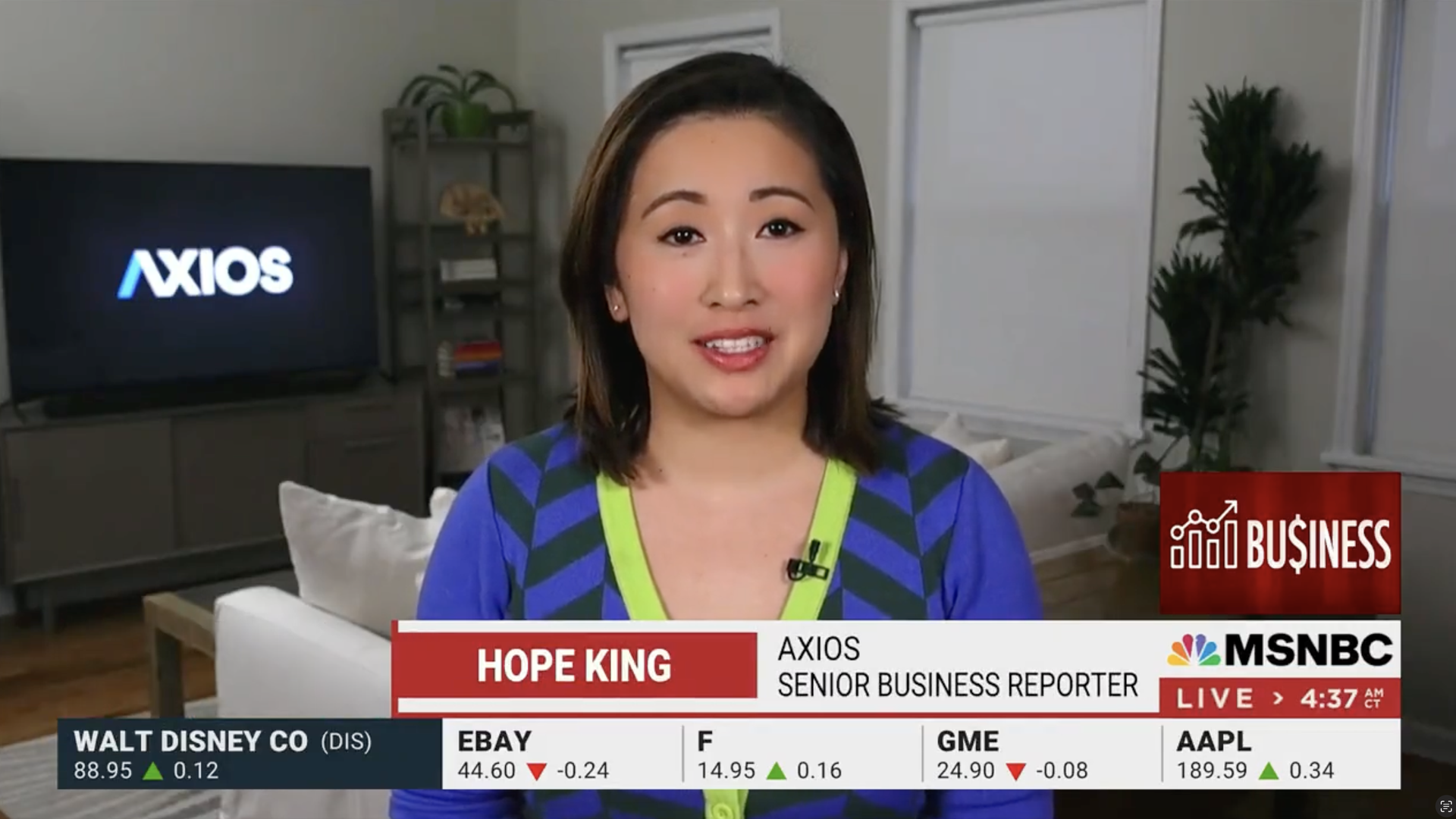 A screenshot from a reporter video segment.