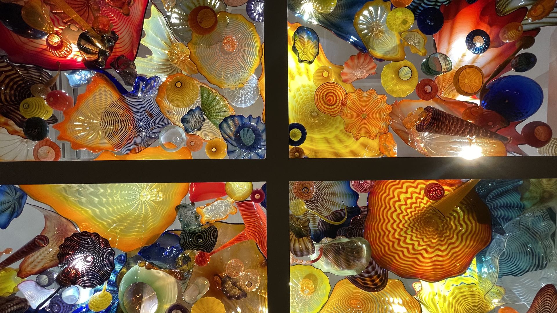 A colorful glass ceiling.