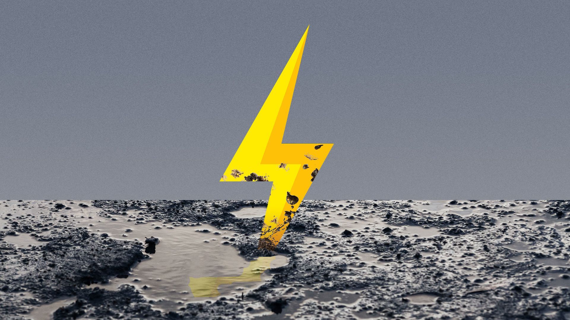 Illustration of a lightning bolt stuck in mud