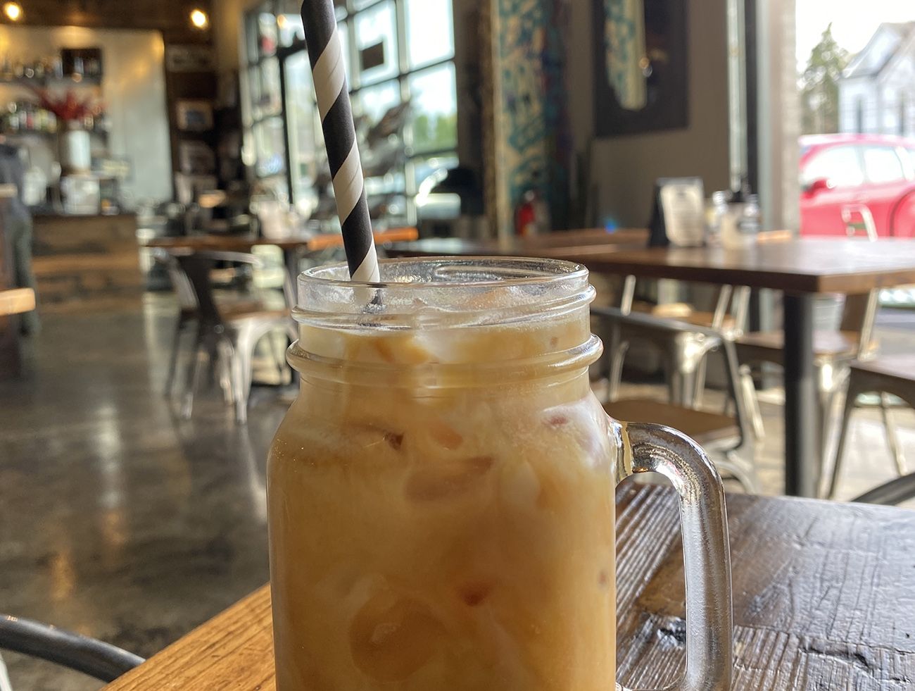 iced coffee in a mason jar