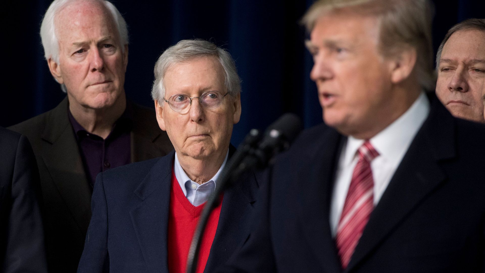 John Cornyn, Mitch McConnell and Donald Trump