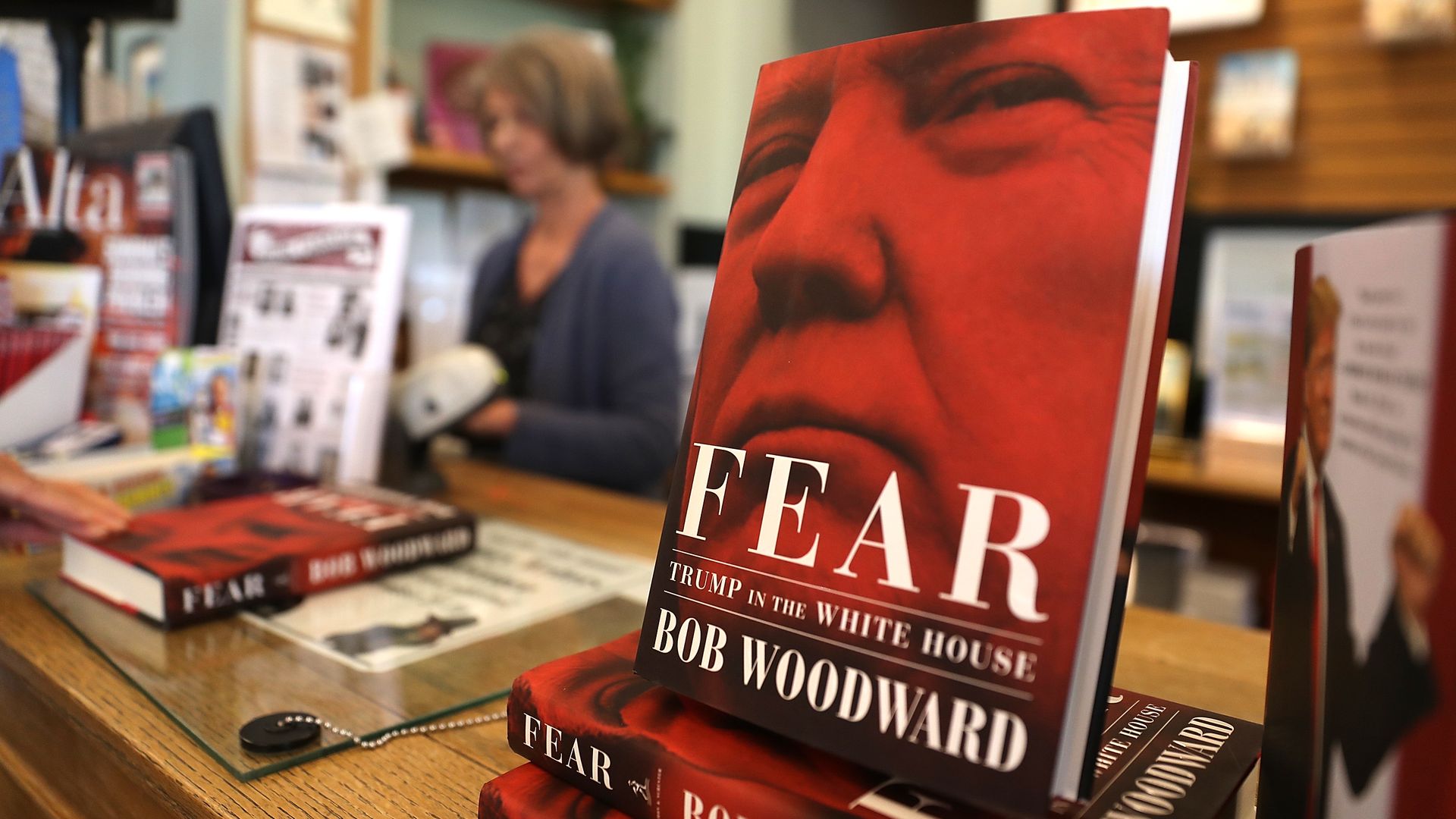 A copy of Bob Woodward's book at a book store.