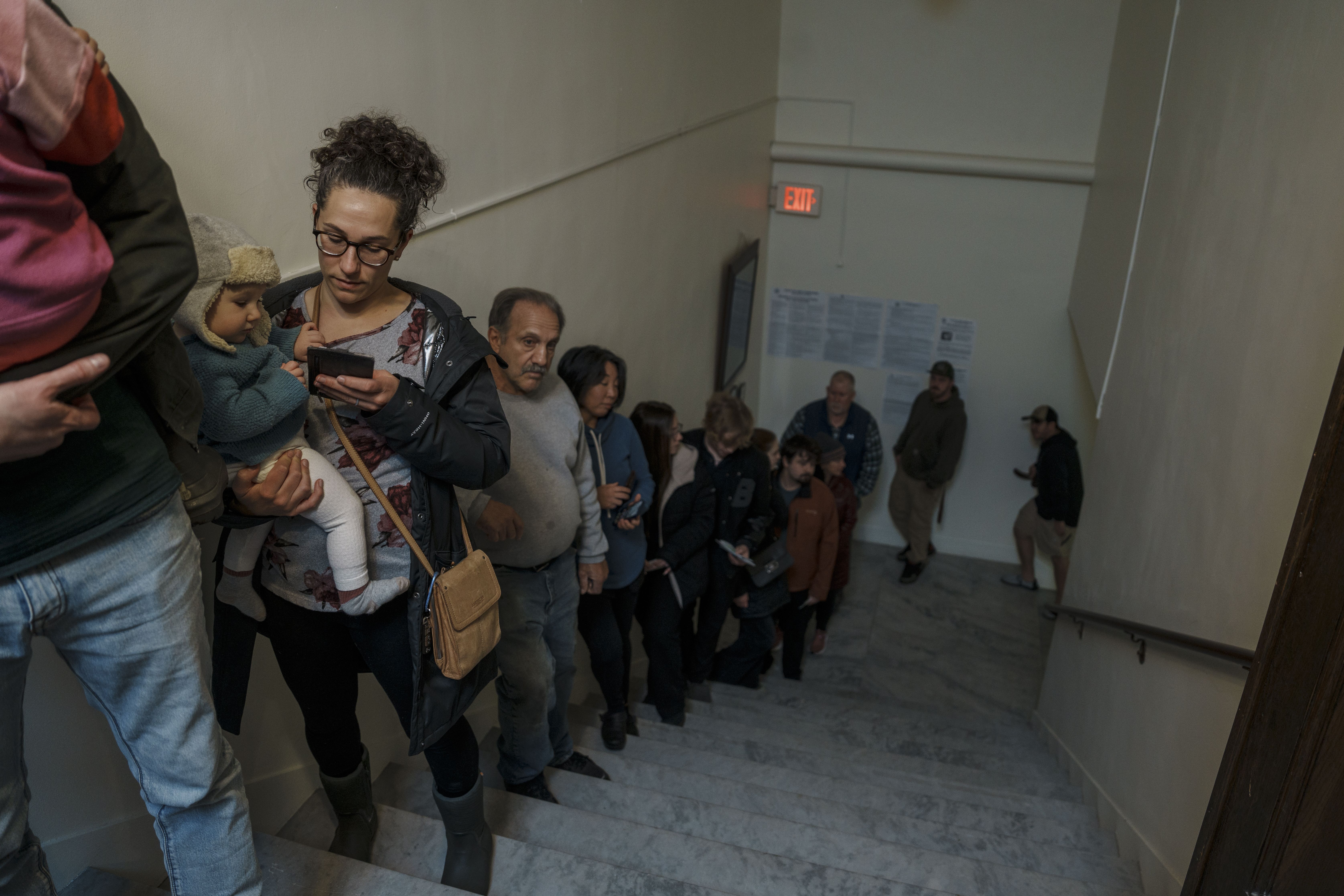 Voters lined up to cast their balllots.