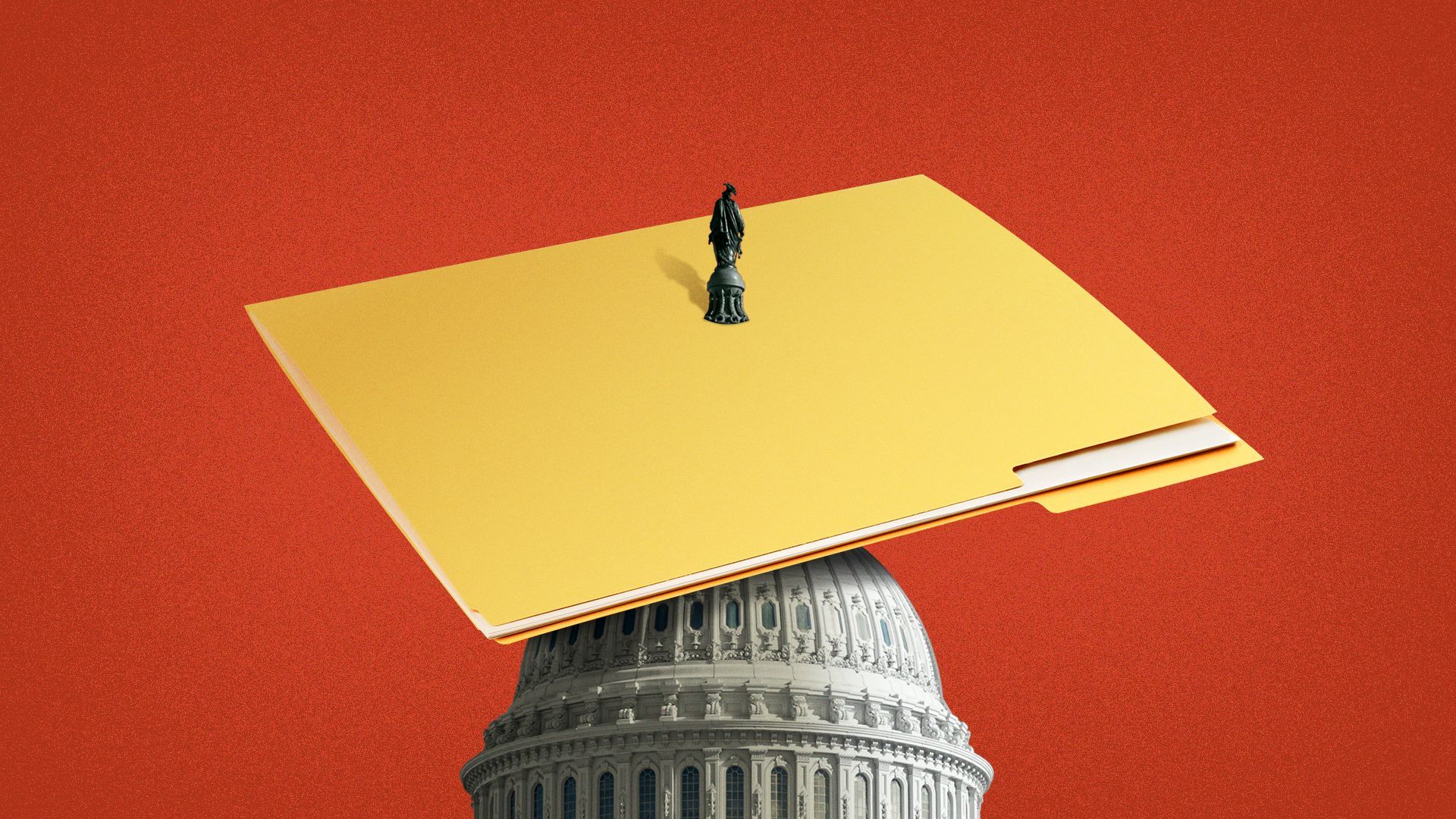 Illustration of a manila folder being punctured by the Capitol Dome.