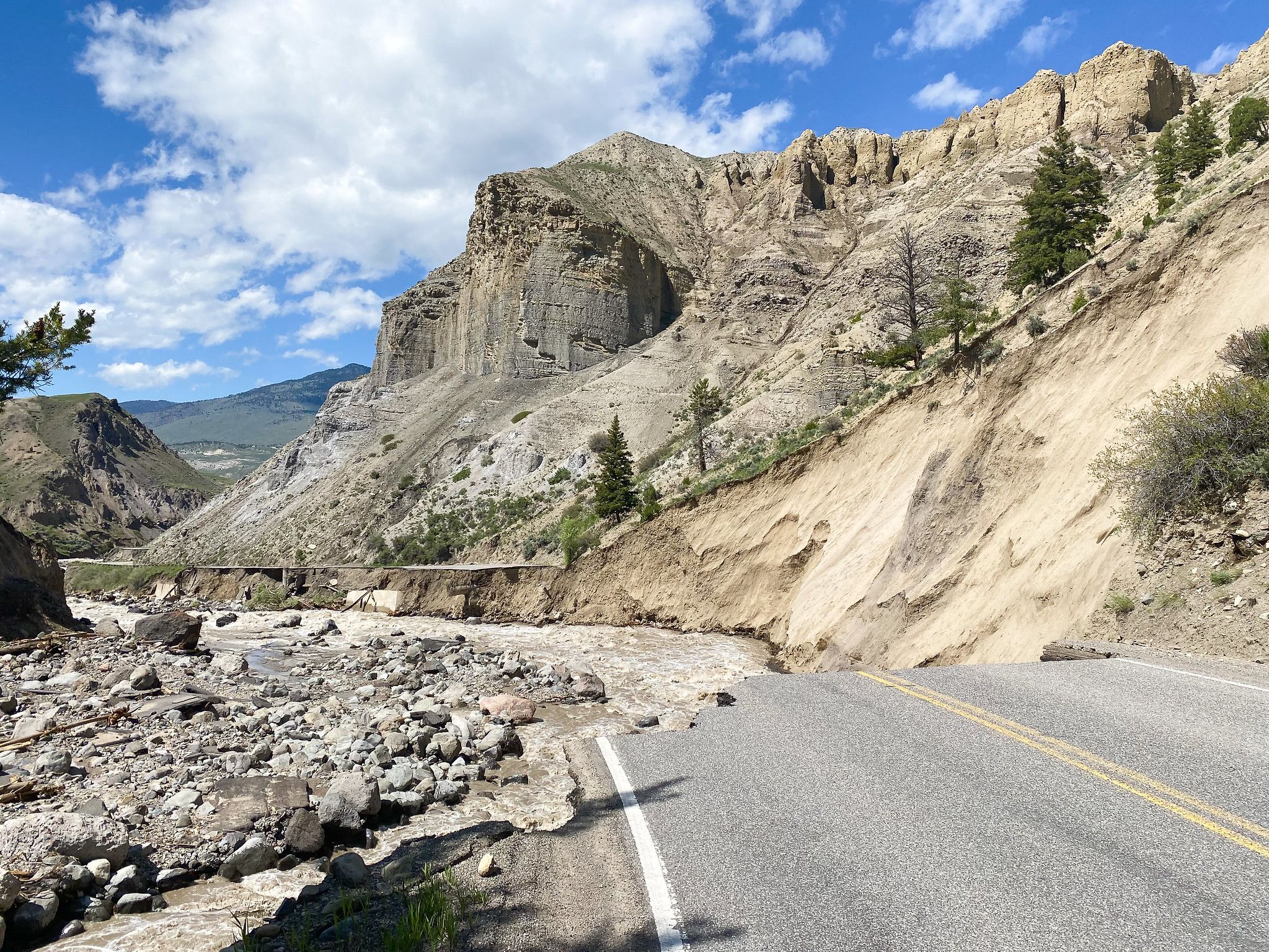 A photo of the North Entrance Road washout.