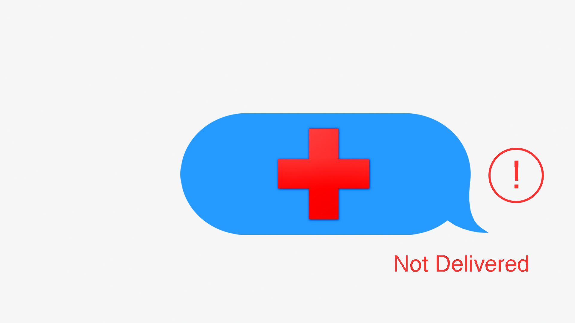 Illustration of a first aid emoji in a text marked "not delivered"