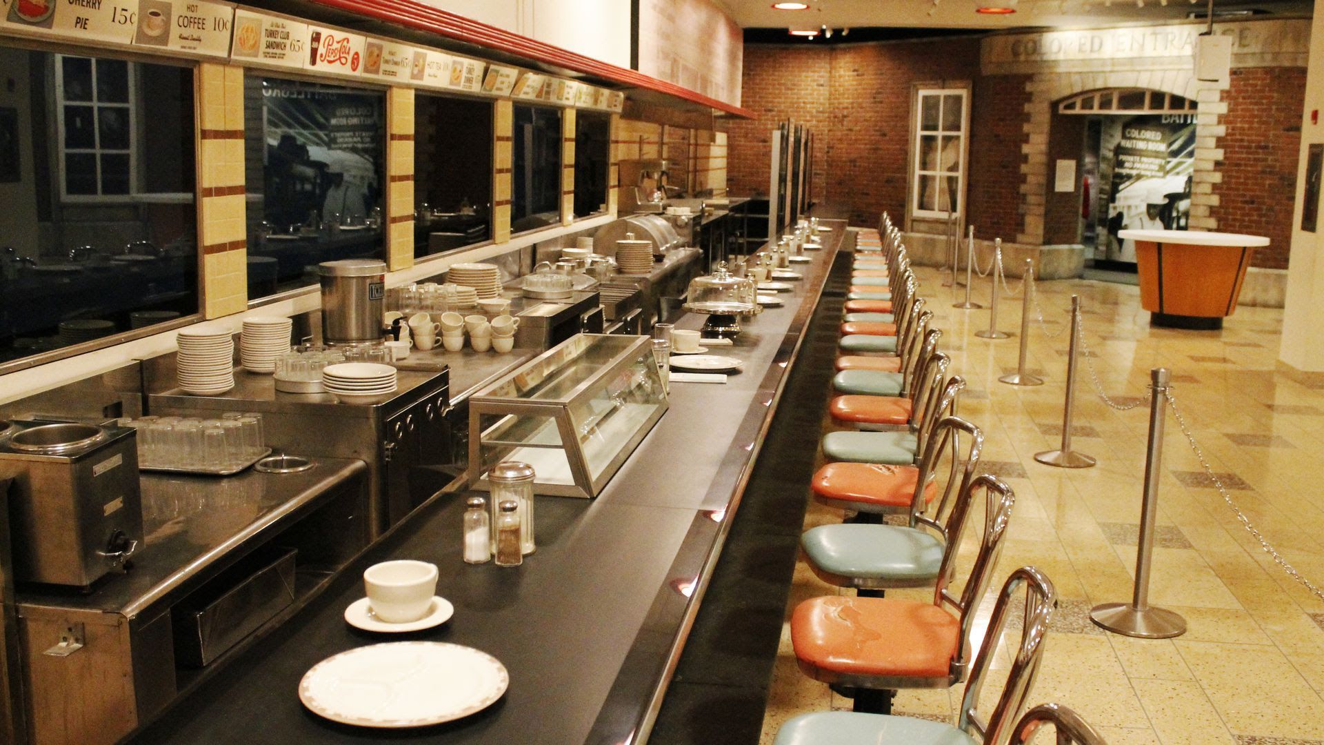 The F.W. Woolworth's lunch counter, as seen at the International Civil Rights Center & Museum in Greensboro, N.C., part of the new U.S. Civil Rights Trail.