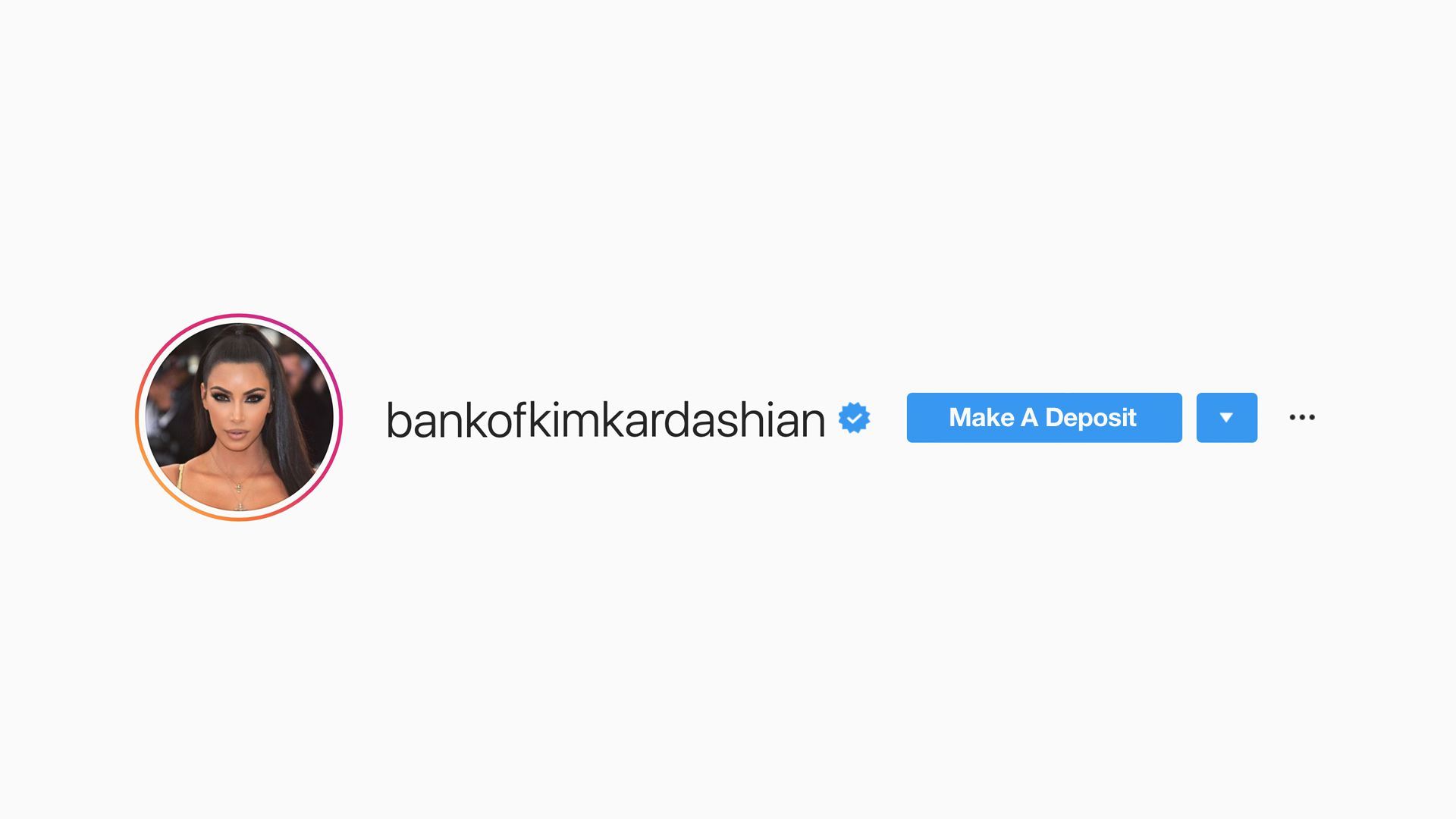 Illustration of Kim Kardashian's Instagram profile as a bank