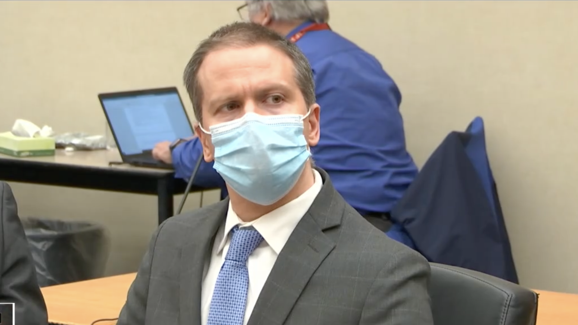 Former Minneapolis police officer Derek Chauvin listens as the judge reads a guilty verdict in George Floyd's murder.