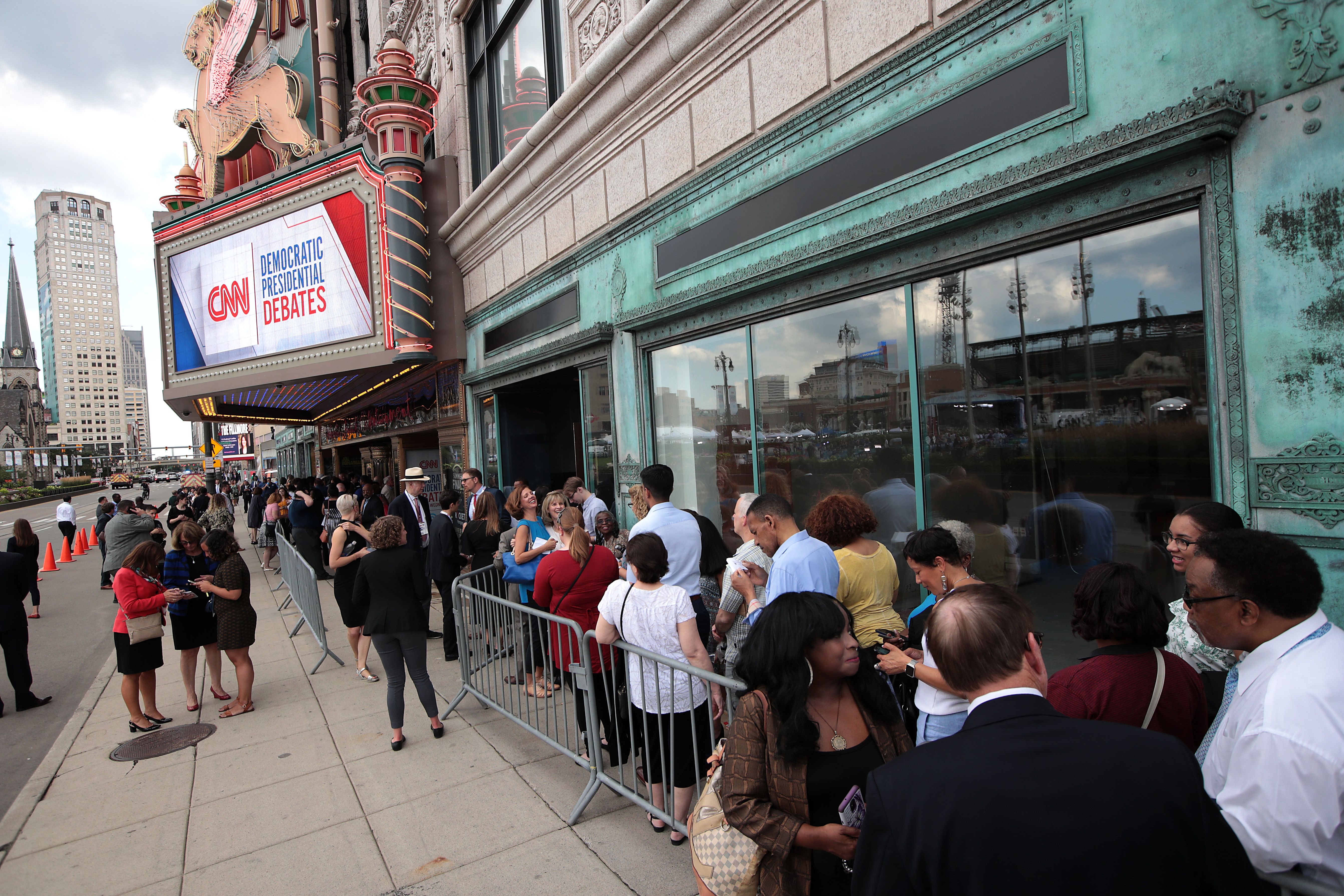 Guests lined up to enter the debates. 