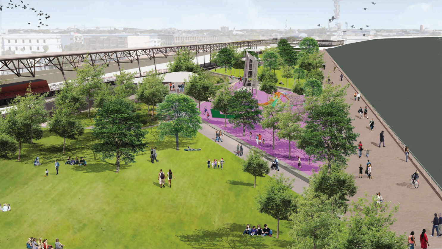 Image shows a rendering of a park
