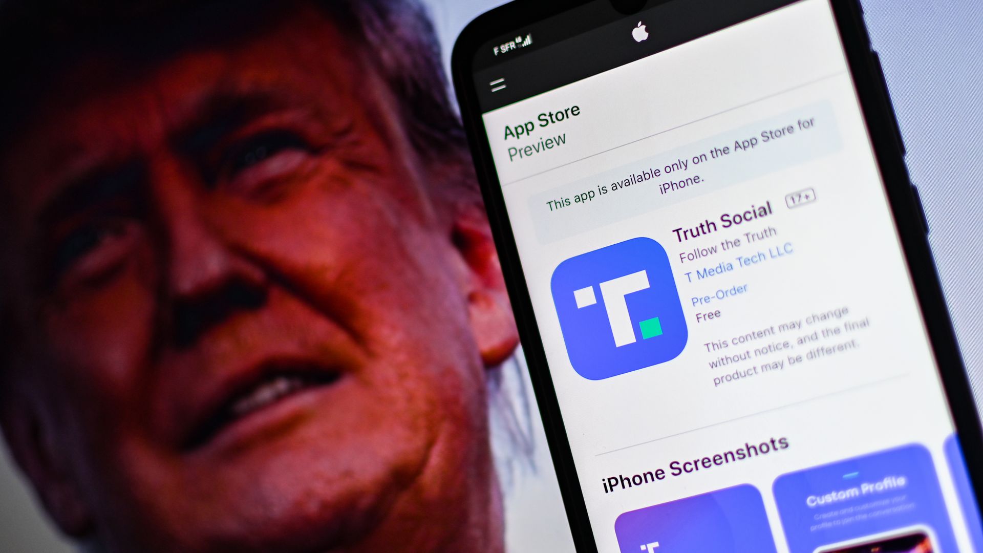  Illustration of the mobile application of former United States president Donald Trump, entitled Truth Social. 
