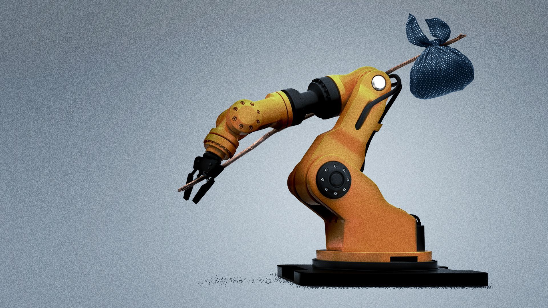 Illustration of a robotic arm holding a bindle.