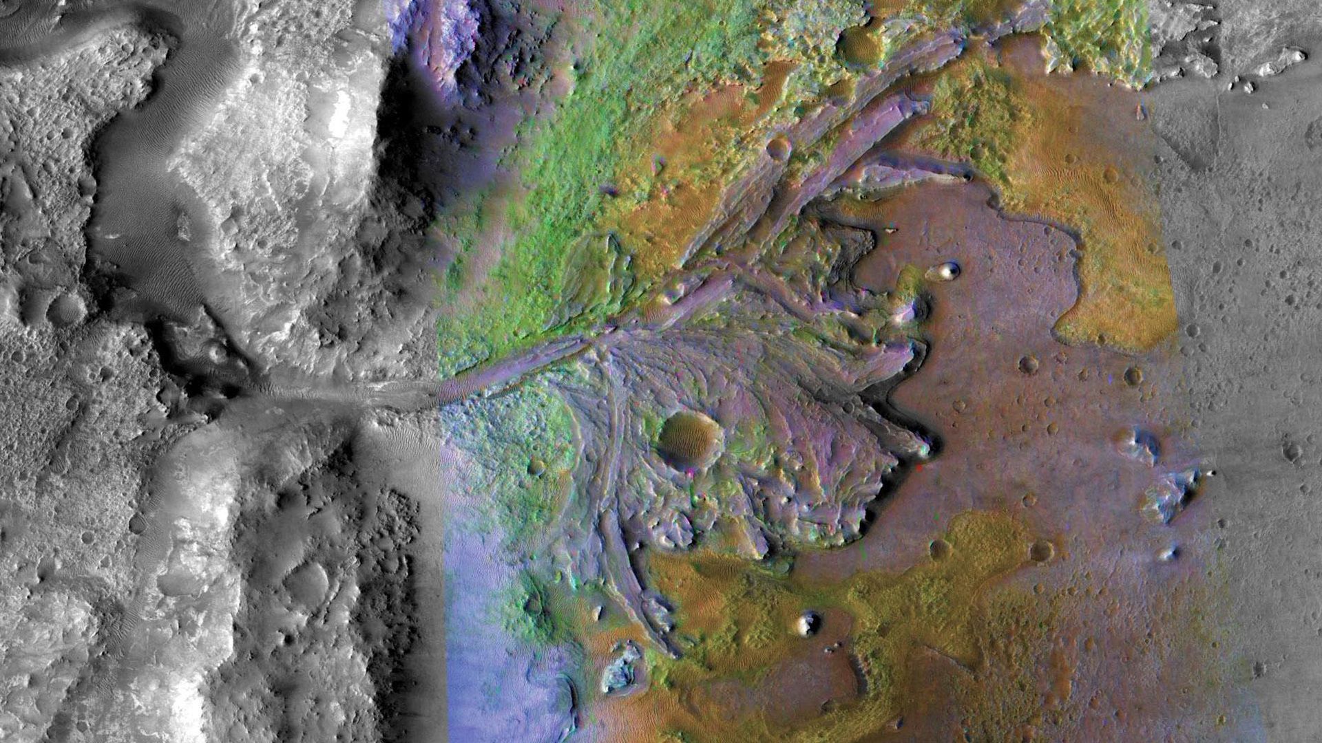 Perseverance's landing site, Jezero Crater on Mars. Photo: NASA/JPL-Caltech/MSSS/JHU-APL