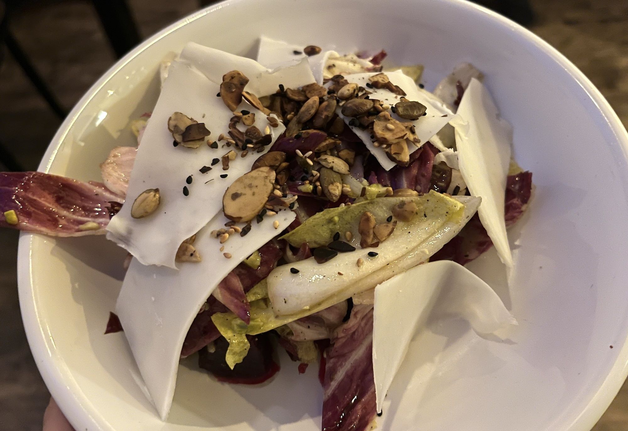 Celery and apple salad with nuts.