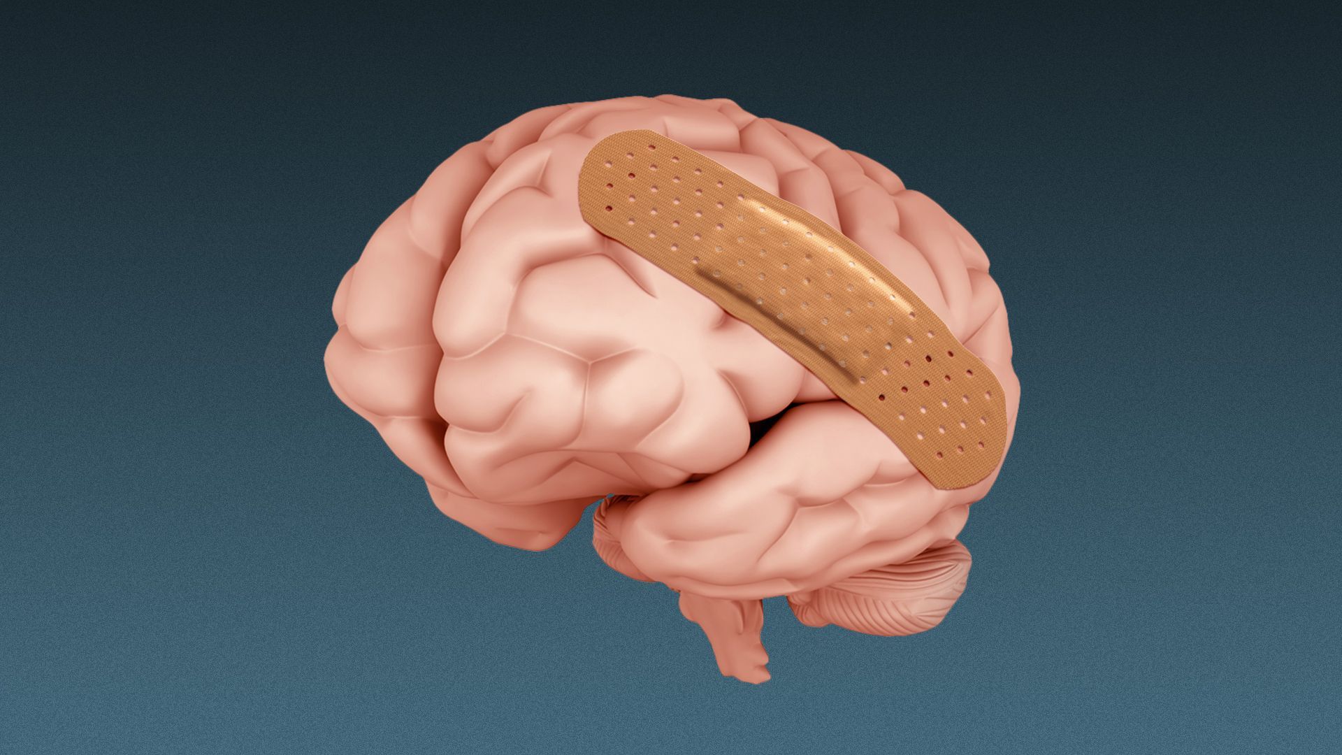 Illustration of a bandaid on a brain.