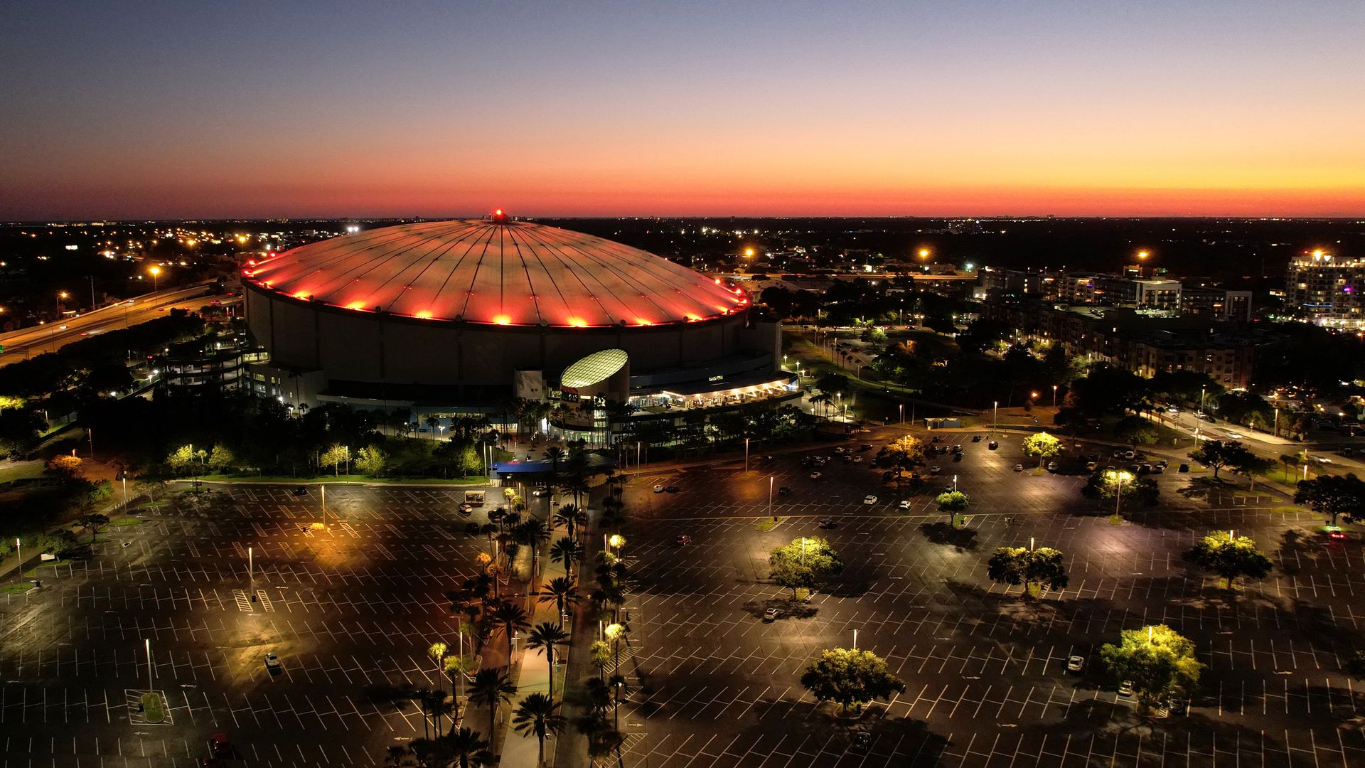 Tropicana field at Sunset