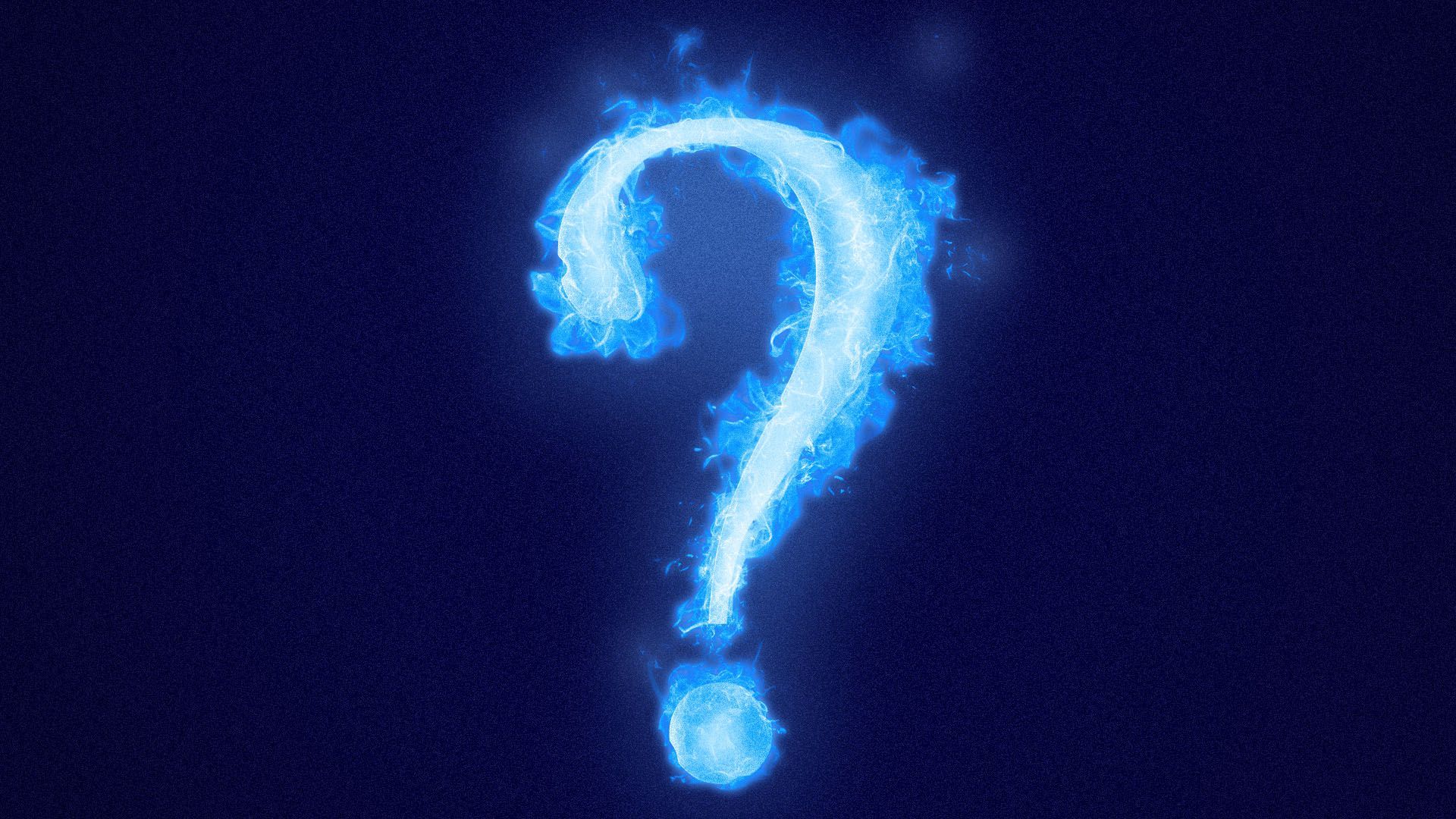 Illustration of a question mark made out of blue fire