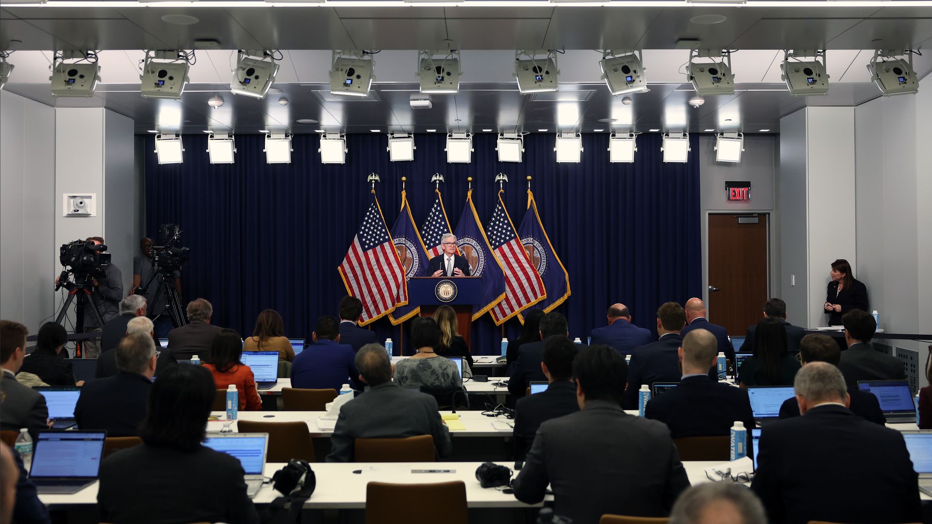 Fed chair Jerome Powell at a news conference